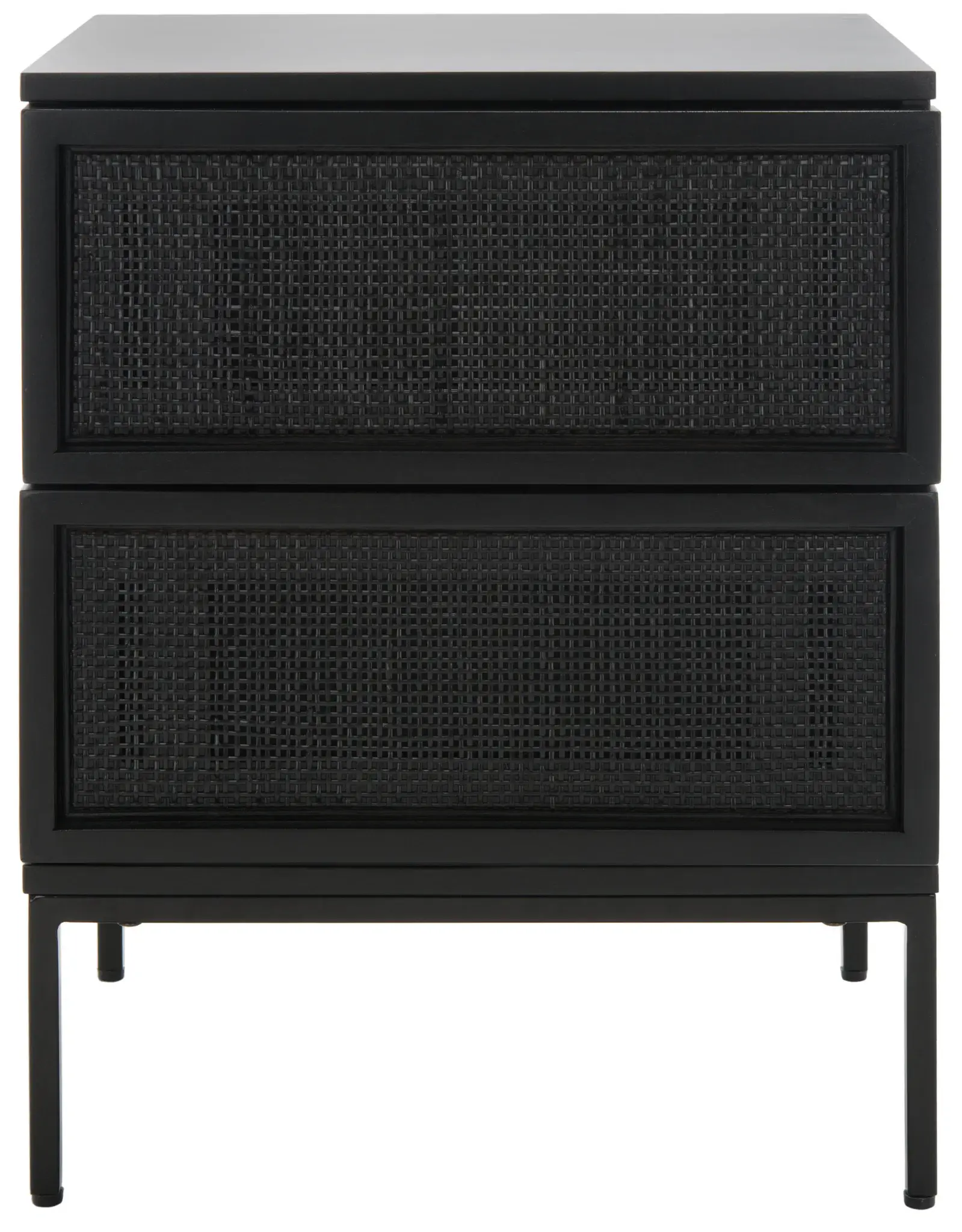 Zadie Two-Drawer Rattan Nightstand