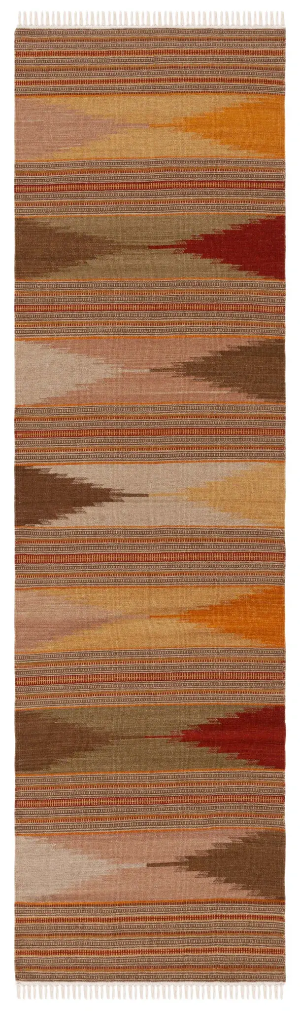 Kilim Diamond Stripe Hand-Woven Wool Rug