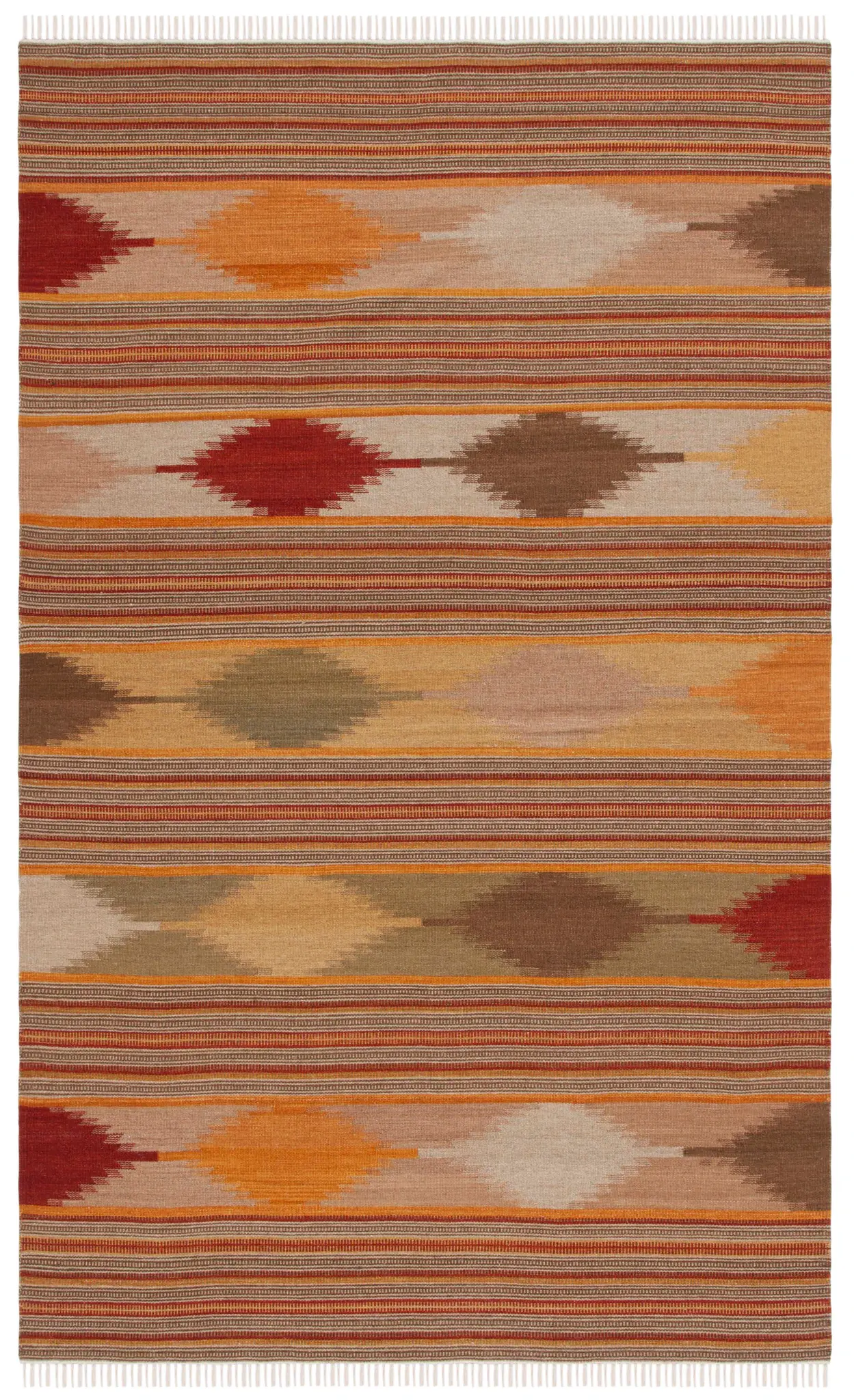 Kilim Diamond Stripe Hand-Woven Wool Rug