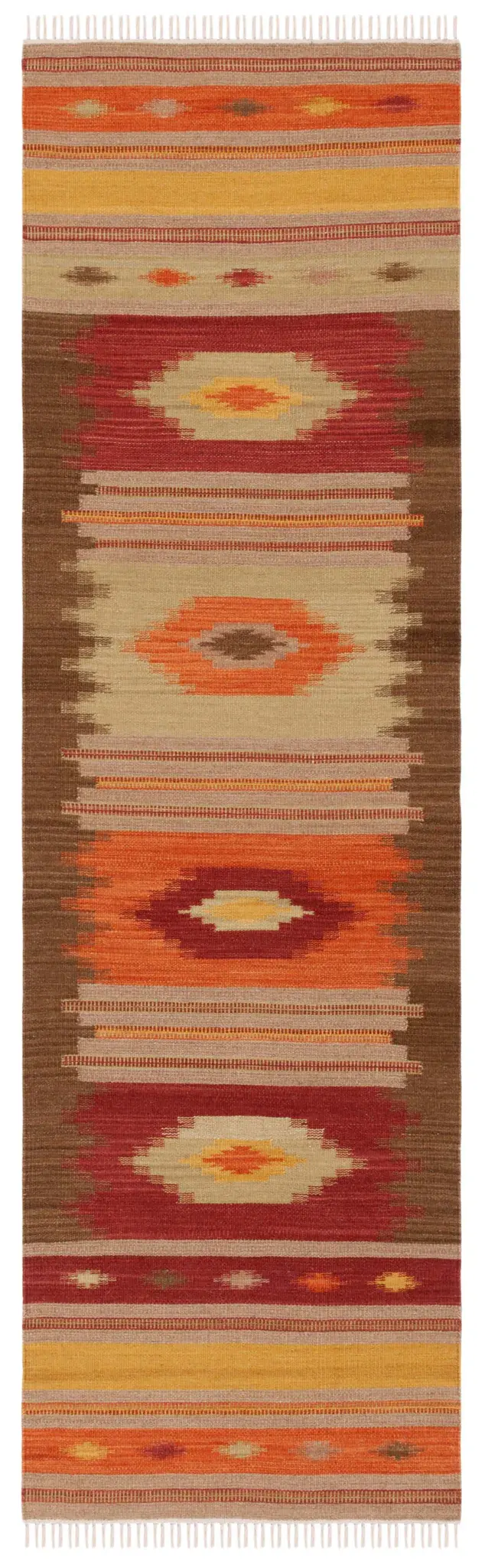 Kilim Southwestern Striped Hand-Woven Wool Rug