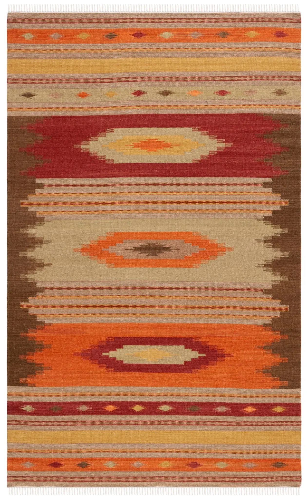 Kilim Southwestern Striped Hand-Woven Wool Rug