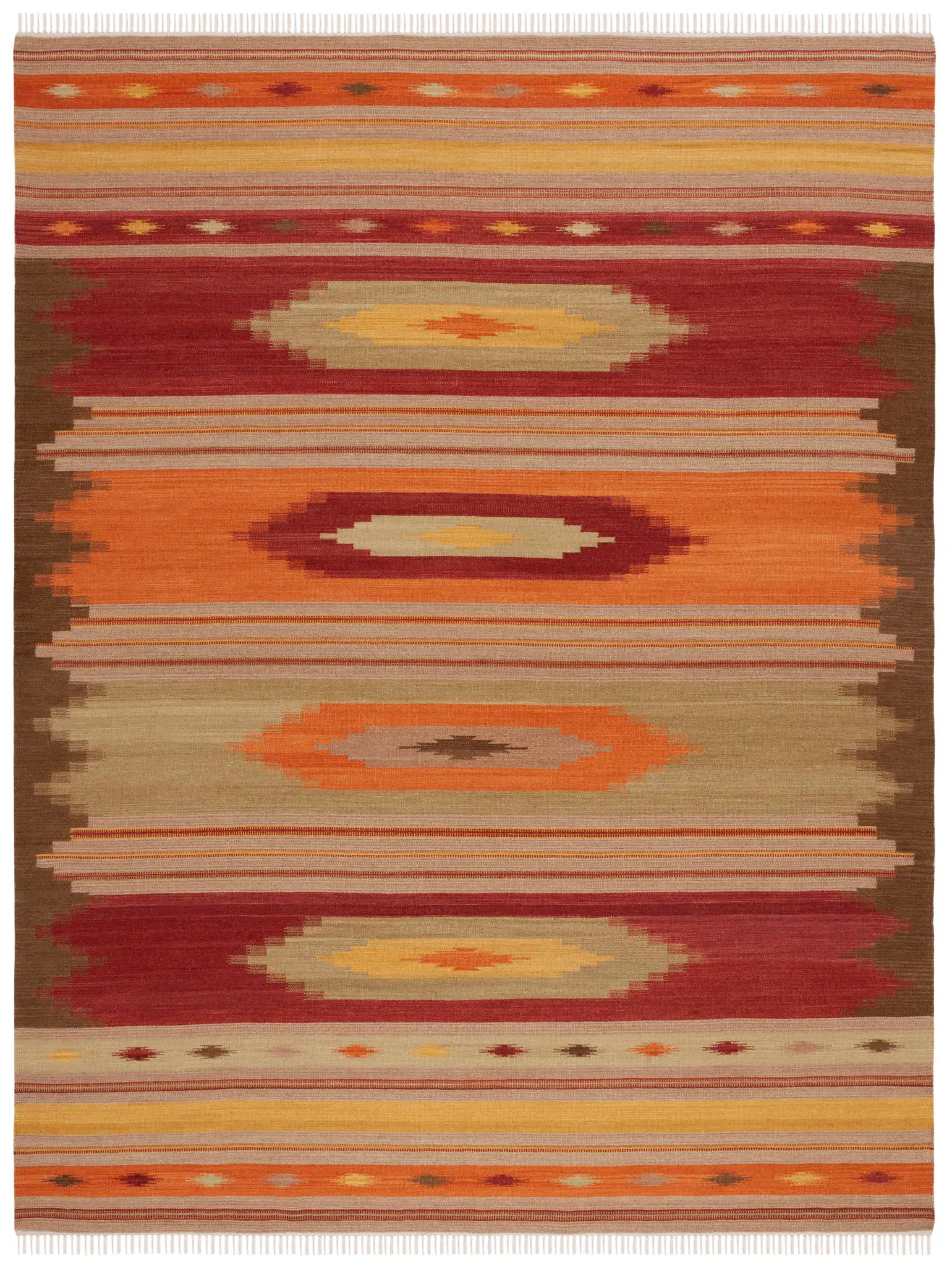 Kilim Southwestern Striped Hand-Woven Wool Rug