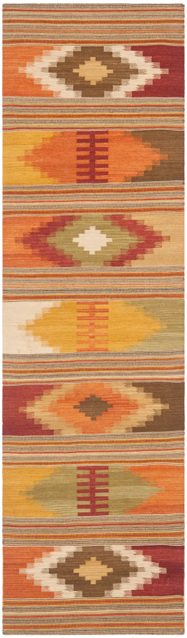 Kilim Striped Diamond Hand-Woven Wool Rug