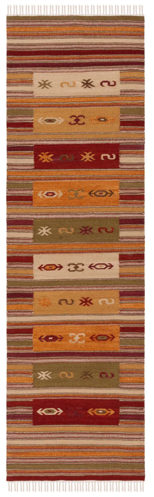 Kilim Banded Stripe Hand-Woven Wool Rug