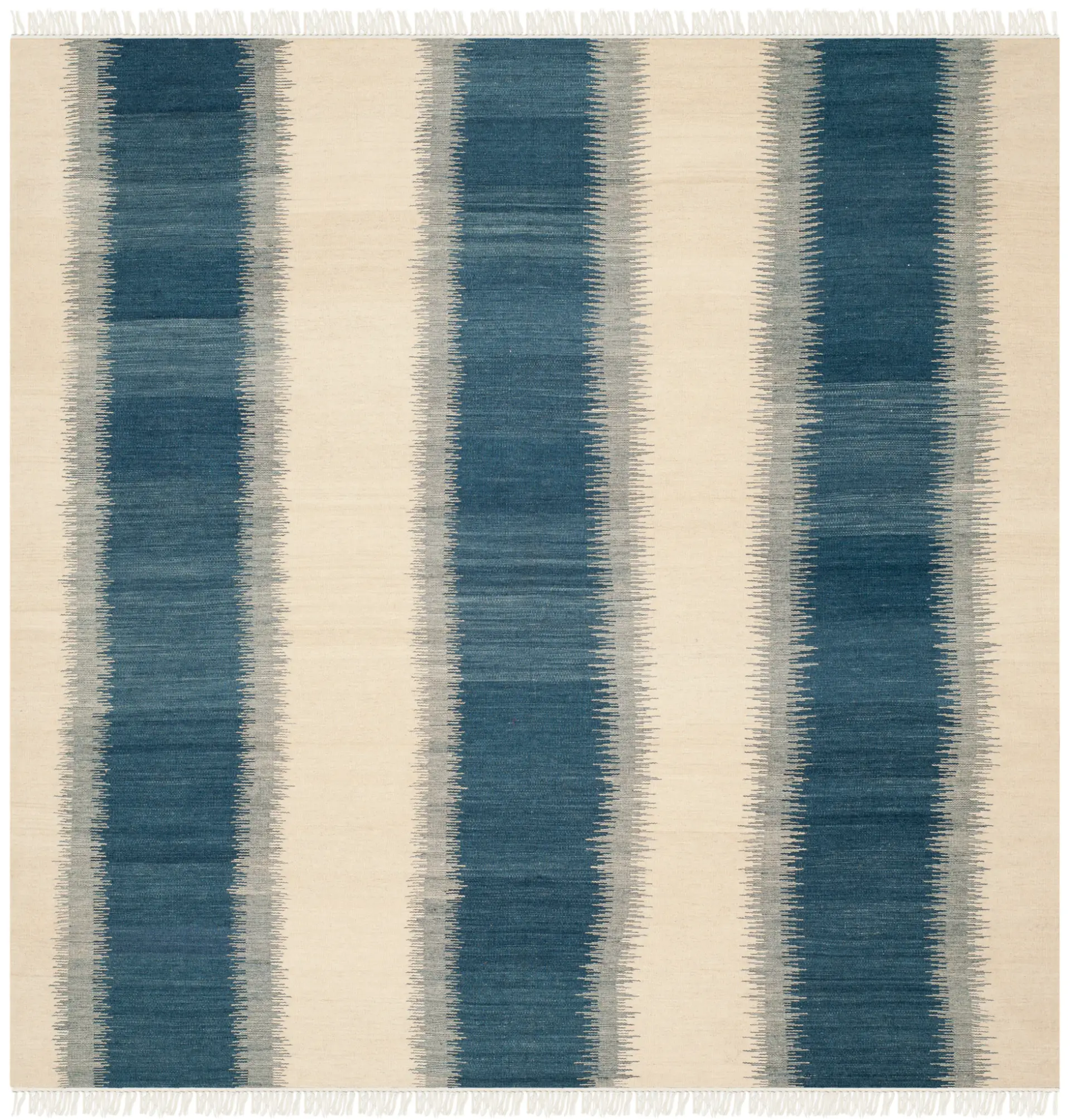 Kilim Ikat Stripe Hand-Woven Wool Rug