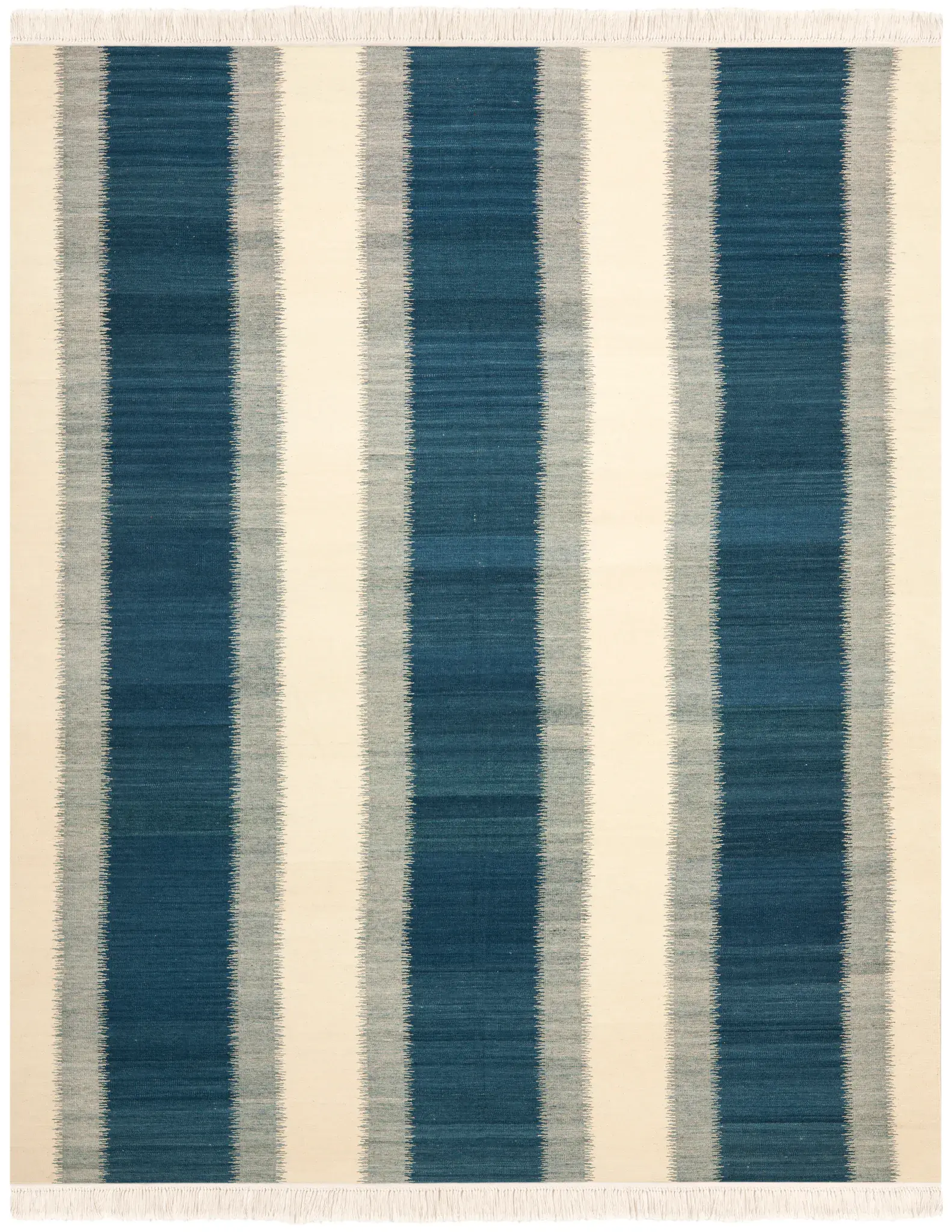 Kilim Ikat Stripe Hand-Woven Wool Rug