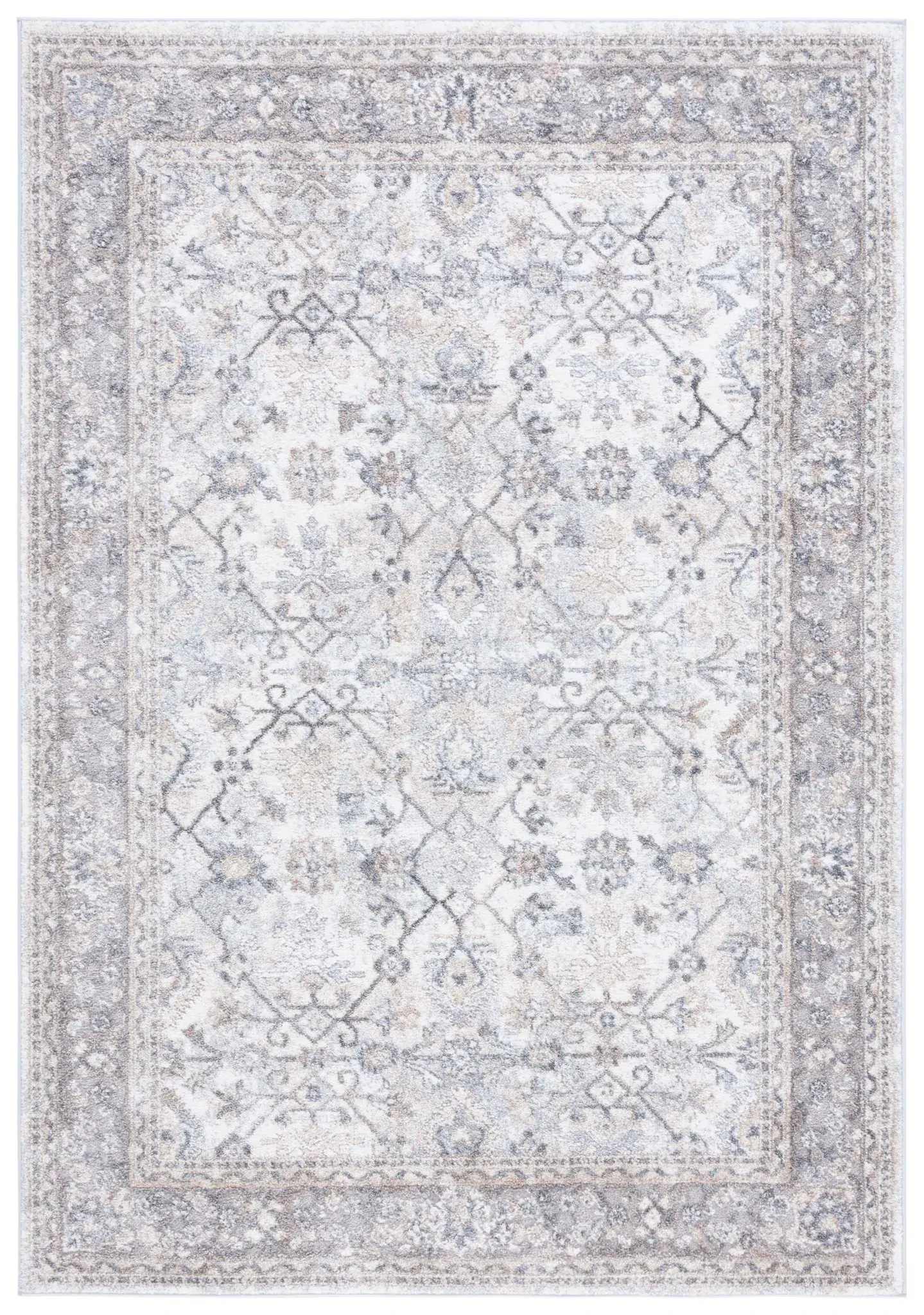 Opal Floral Lattice Bordered Rug