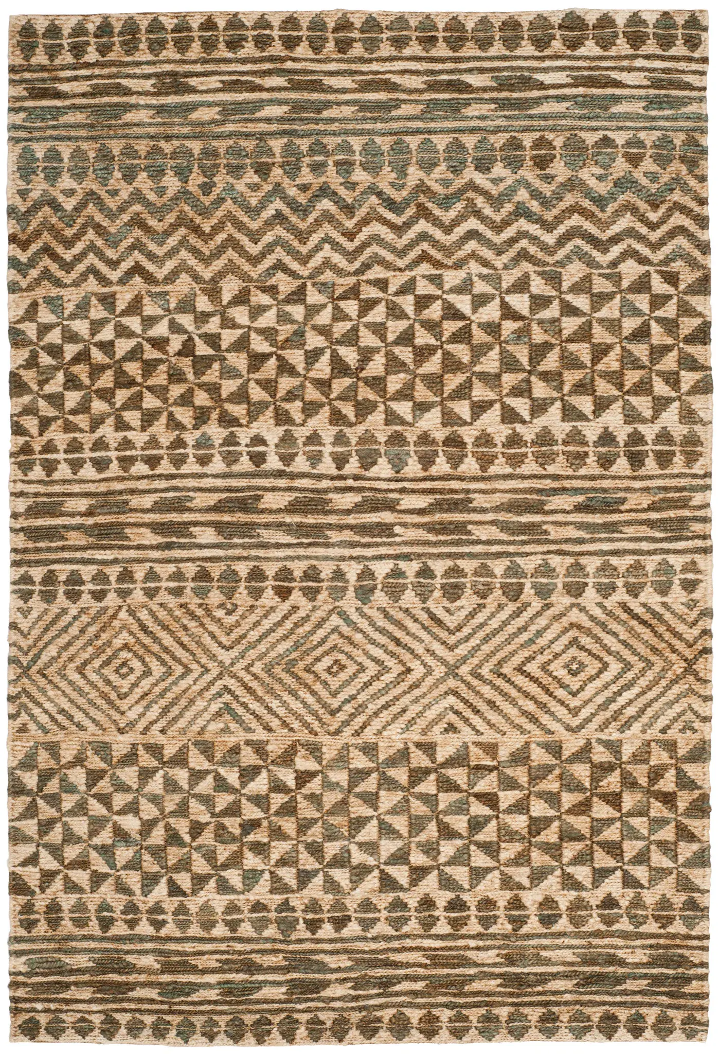 Organica Organic Coastal Banded Geometric Hand-Woven Jute Rug