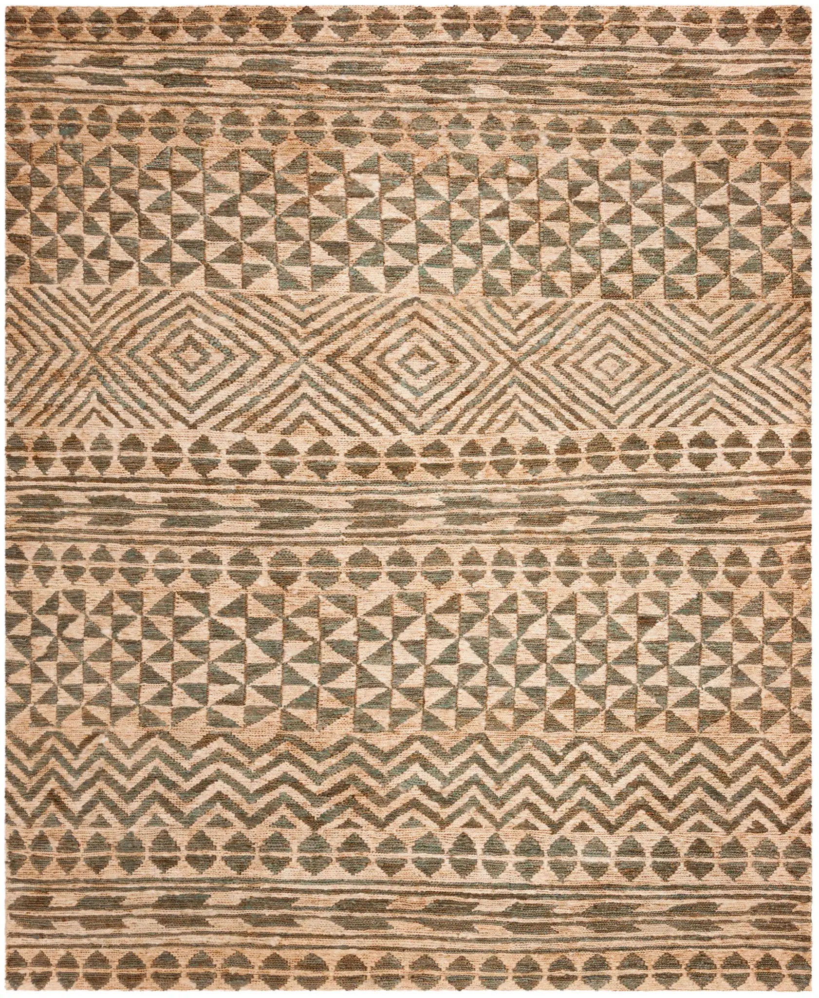 Organica Organic Coastal Banded Geometric Hand-Woven Jute Rug