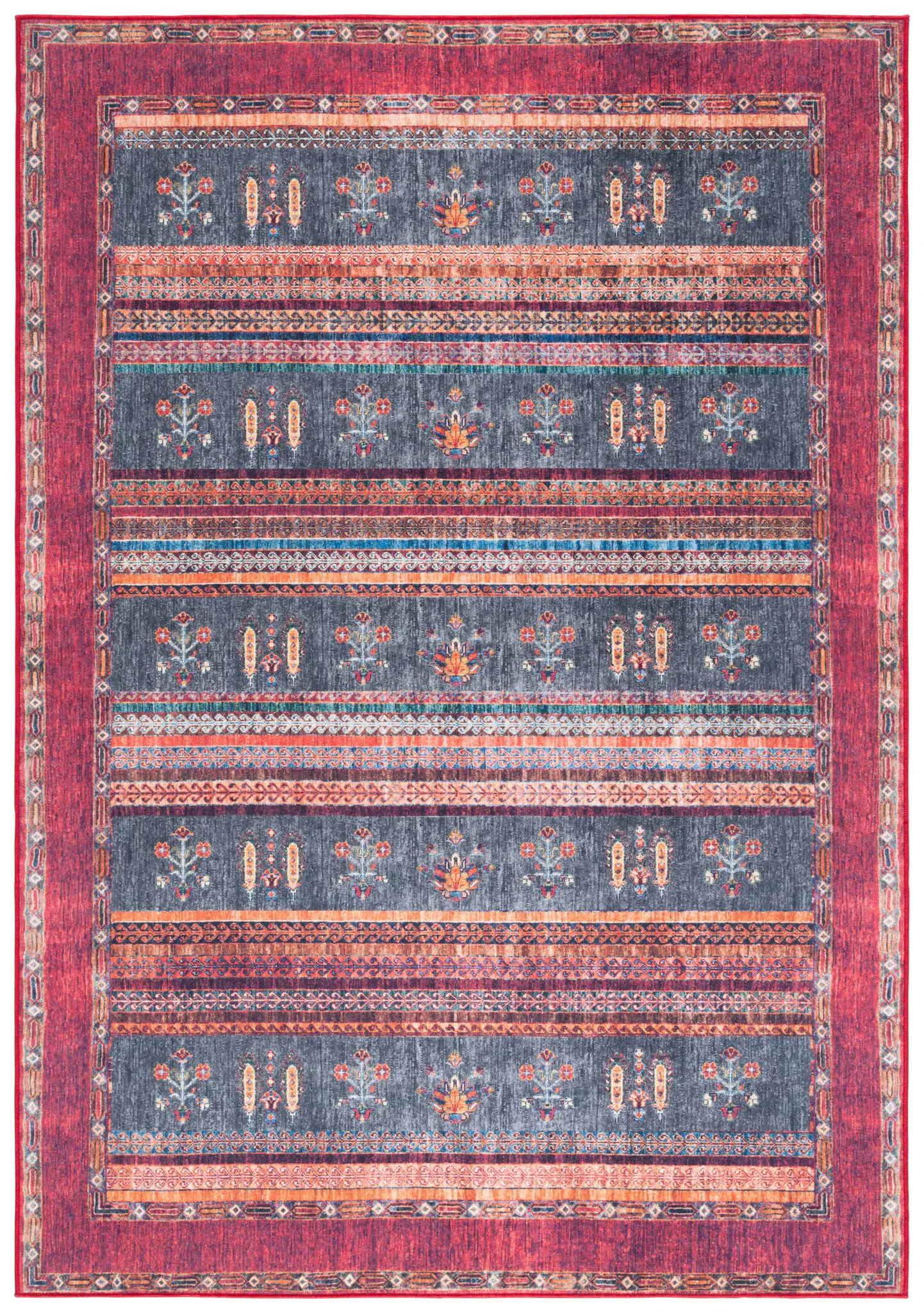 Orlando Striped Border Washable Rug