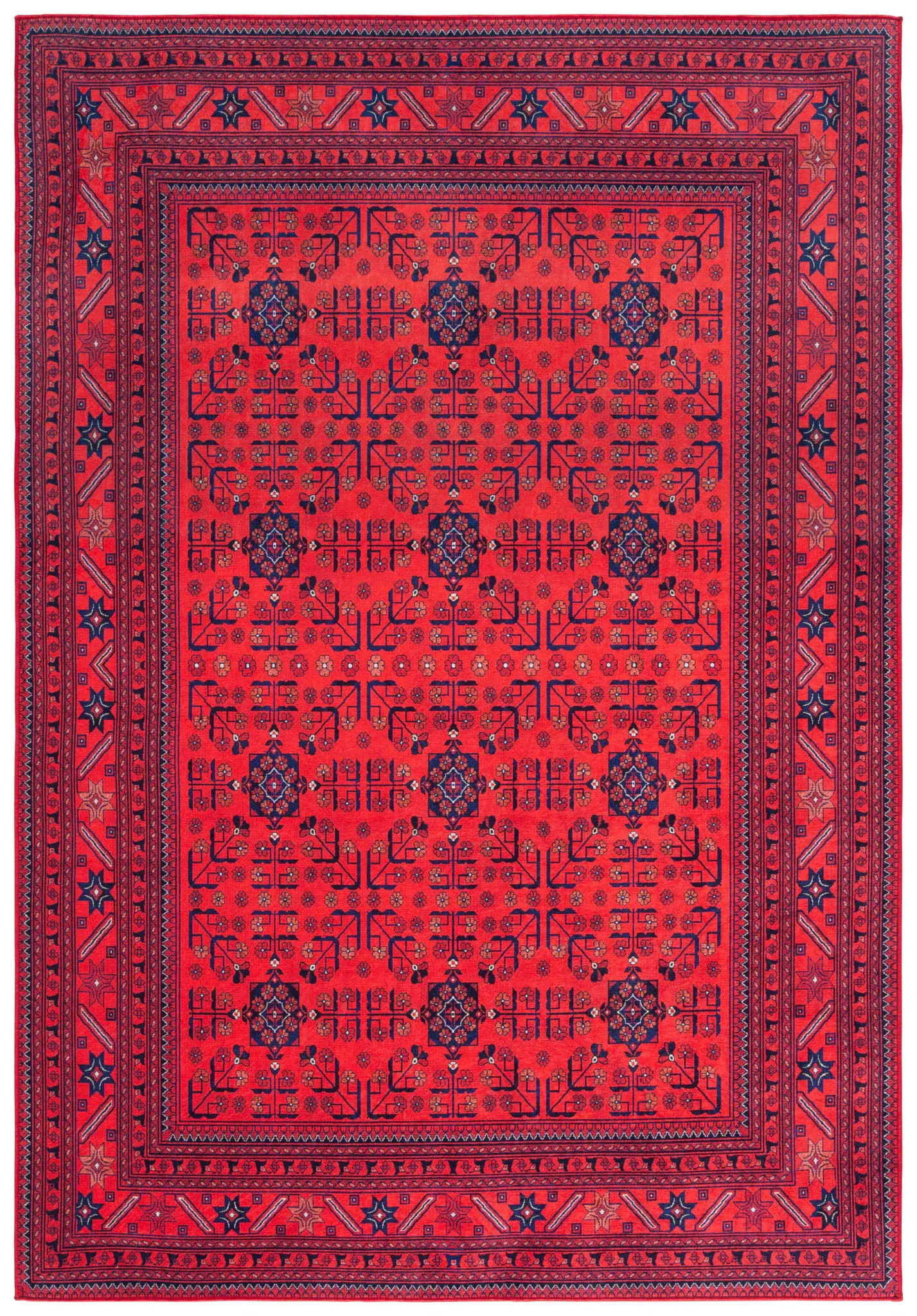 Orlando Grid Motif Washable Rug
