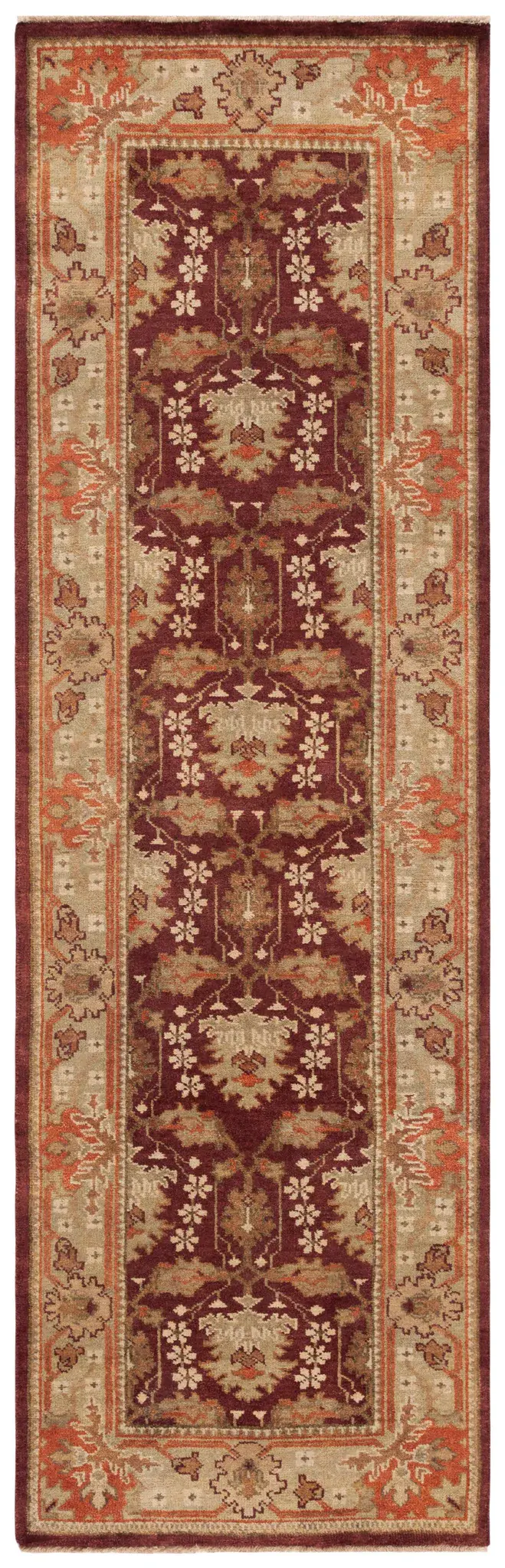 Oushak Symmetrical Floral Hand-Knotted Wool Rug