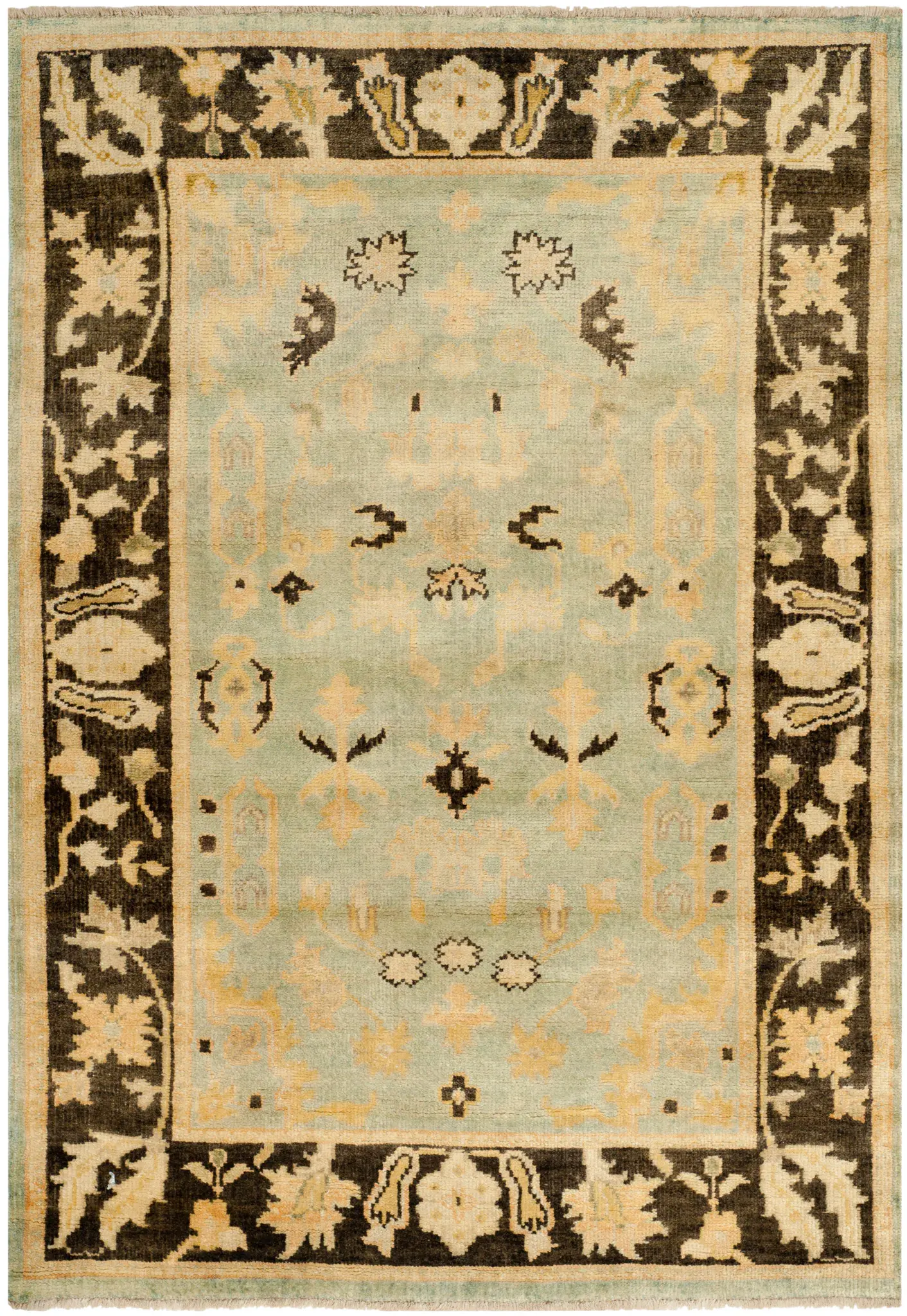 Oushak Scattered Botanical Hand-Knotted Wool Rug