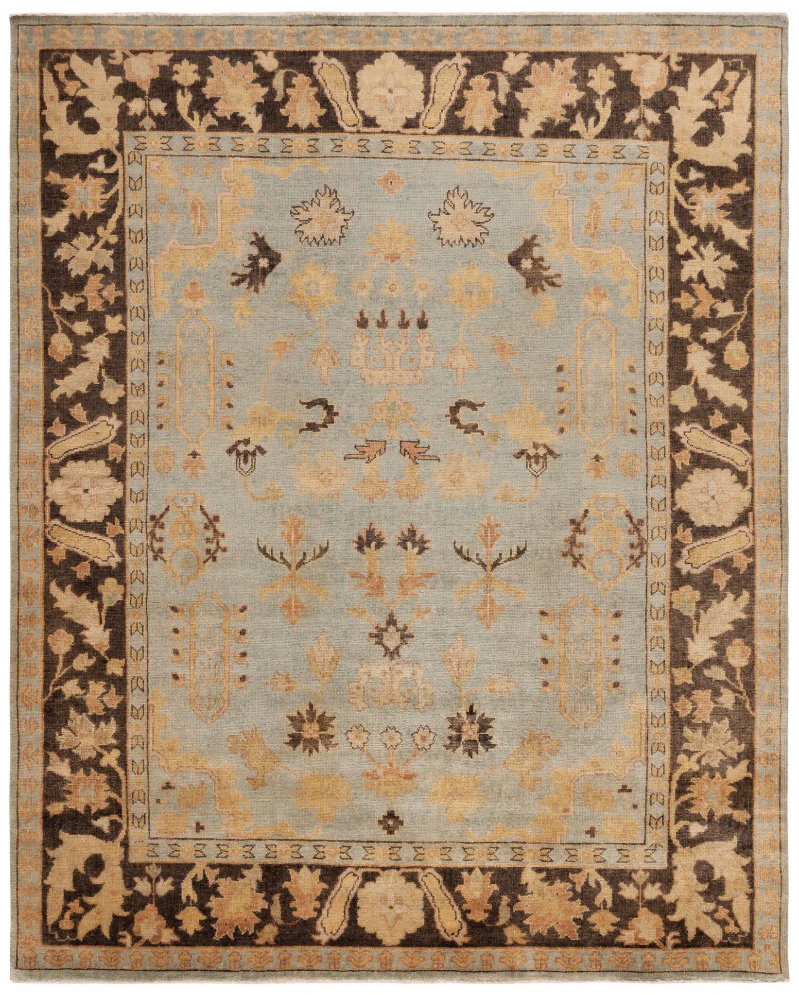 Oushak Scattered Botanical Hand-Knotted Wool Rug