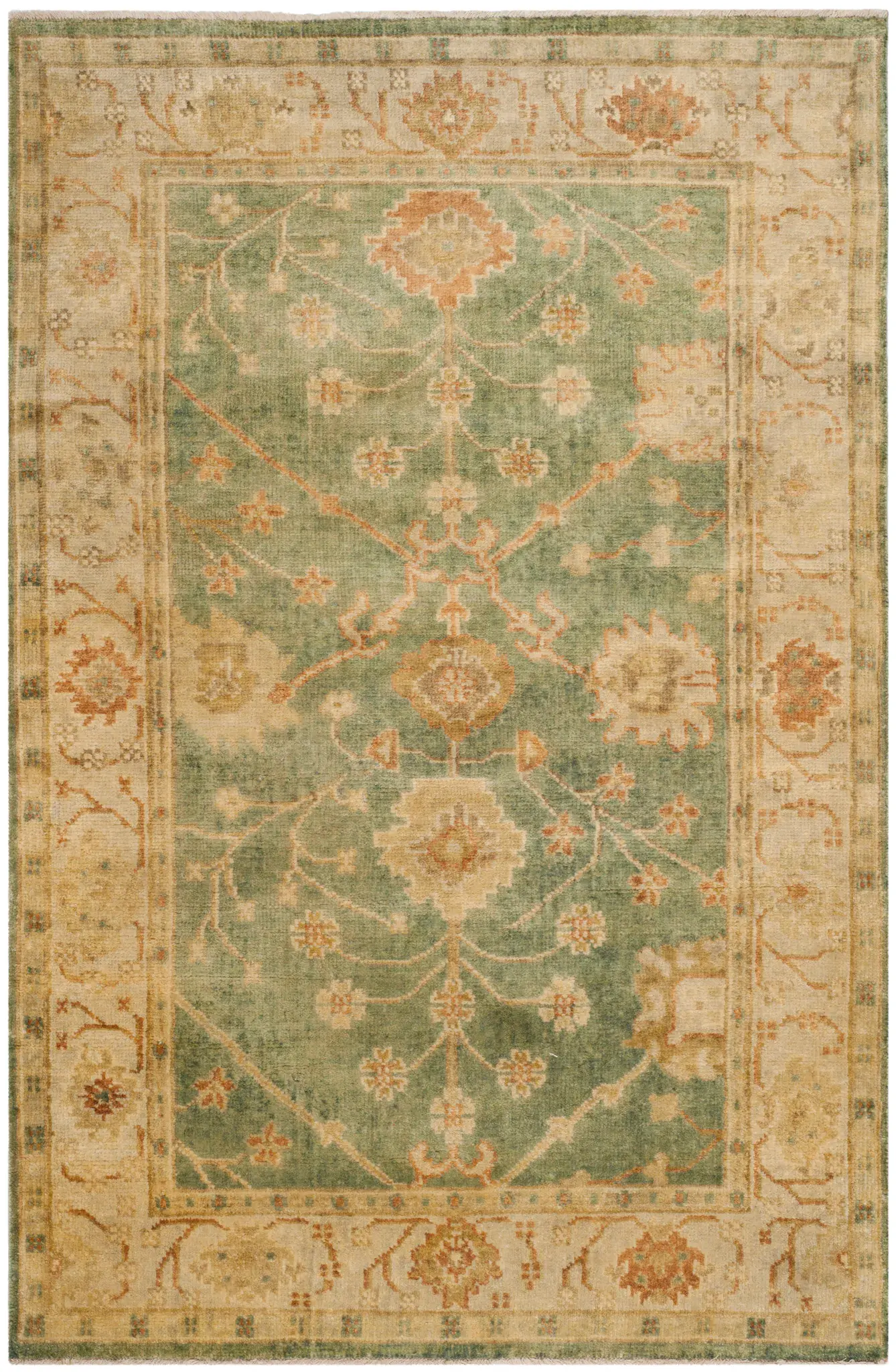 Oushak Faded Vine Hand-Knotted Wool Rug