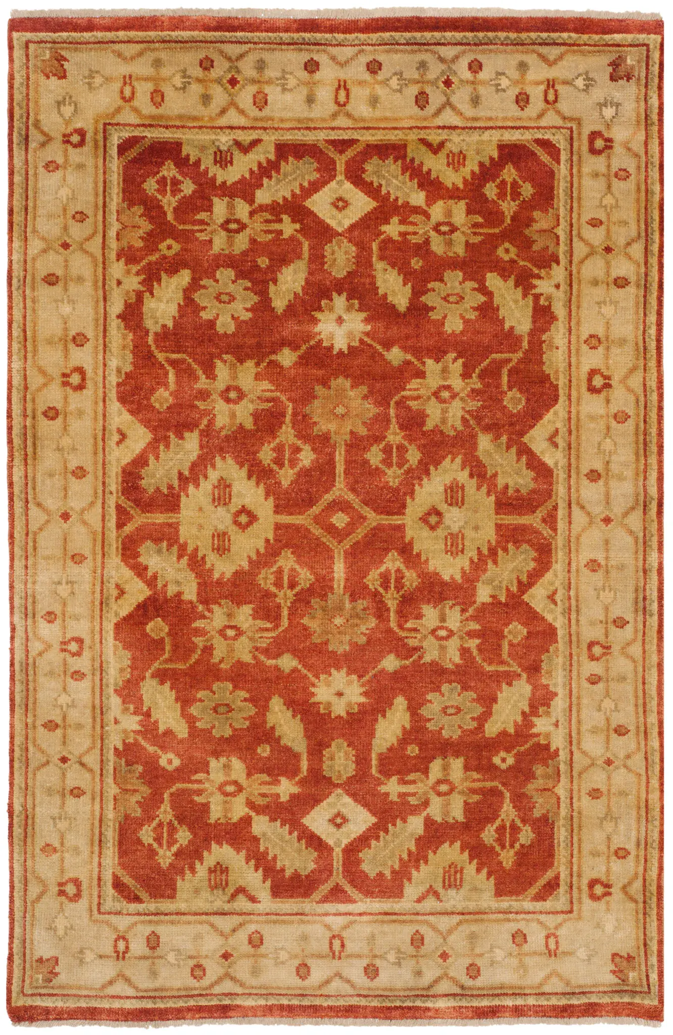Oushak Stylized Floral Hand-Knotted Wool Rug