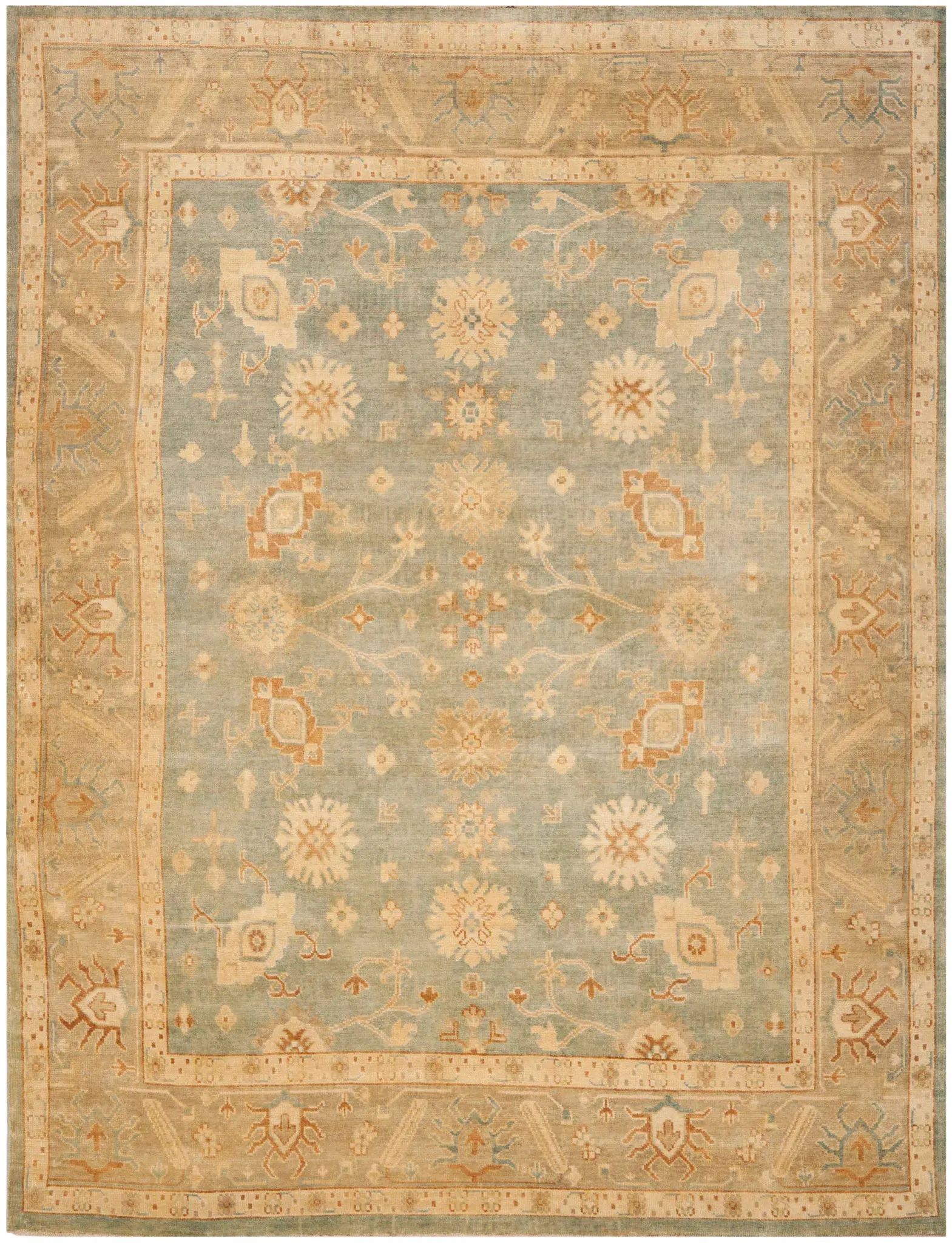 Oushak Allover Floral Hand-Knotted Wool Rug