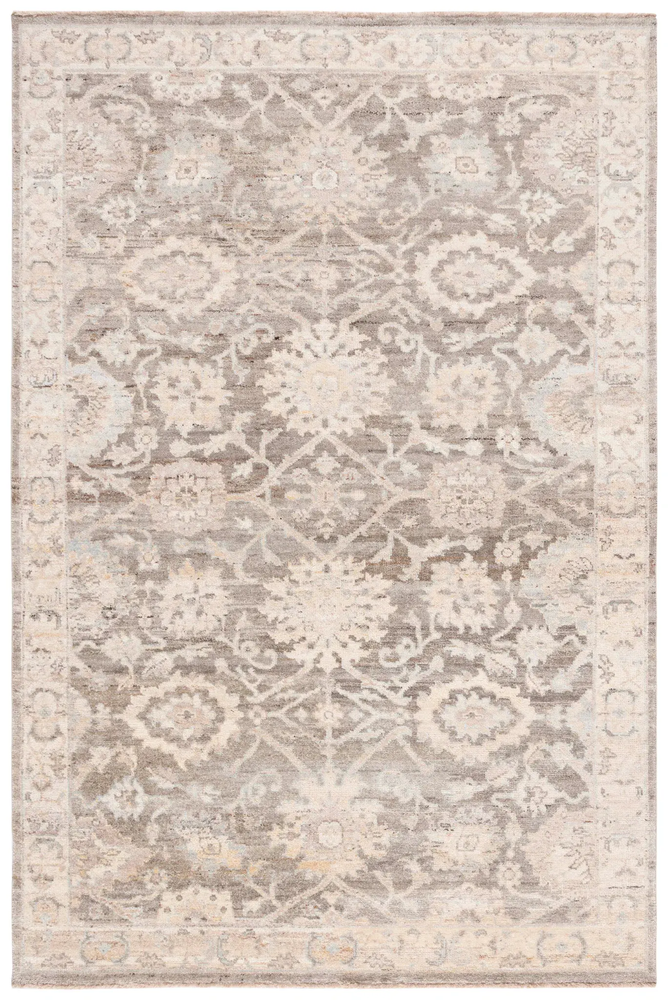 Oushak Allover Floral Vine Hand-Knotted Wool Rug