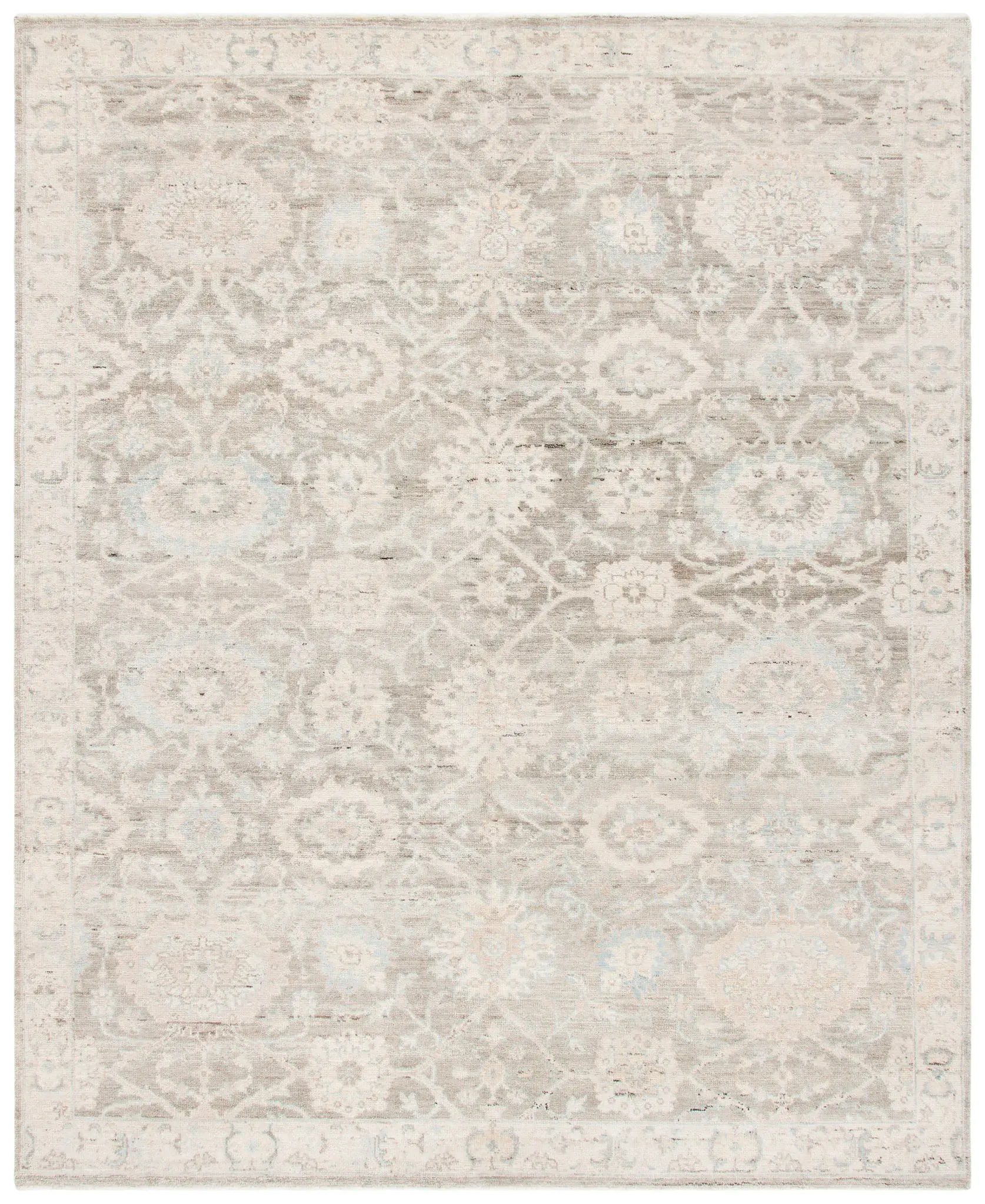 Oushak Allover Floral Vine Hand-Knotted Wool Rug