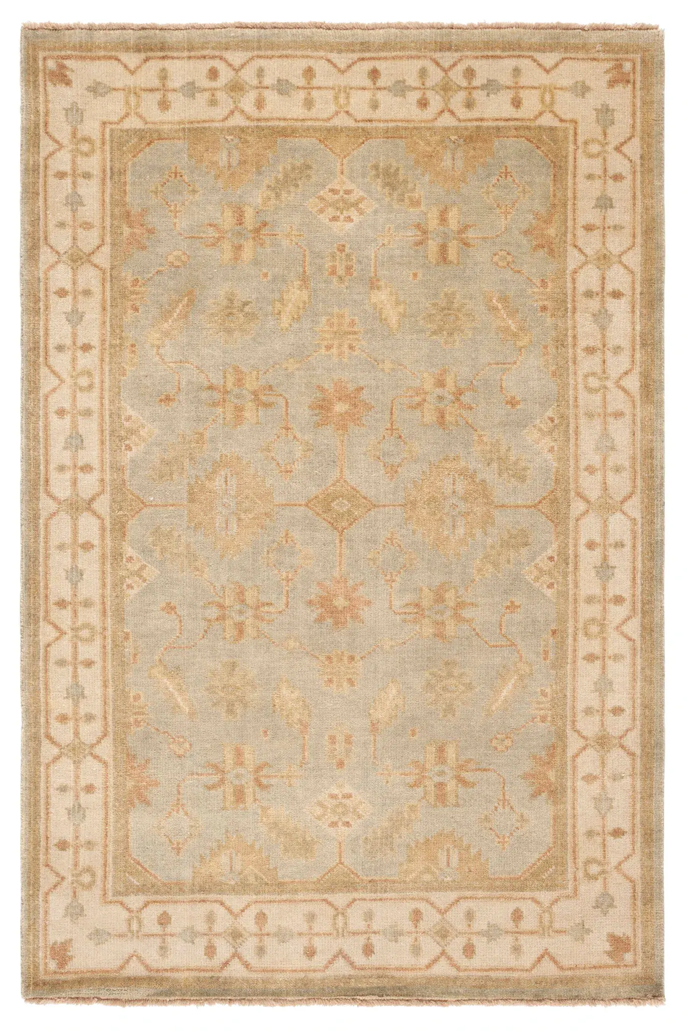 Oushak Scattered Blossom Hand-Knotted Wool Rug