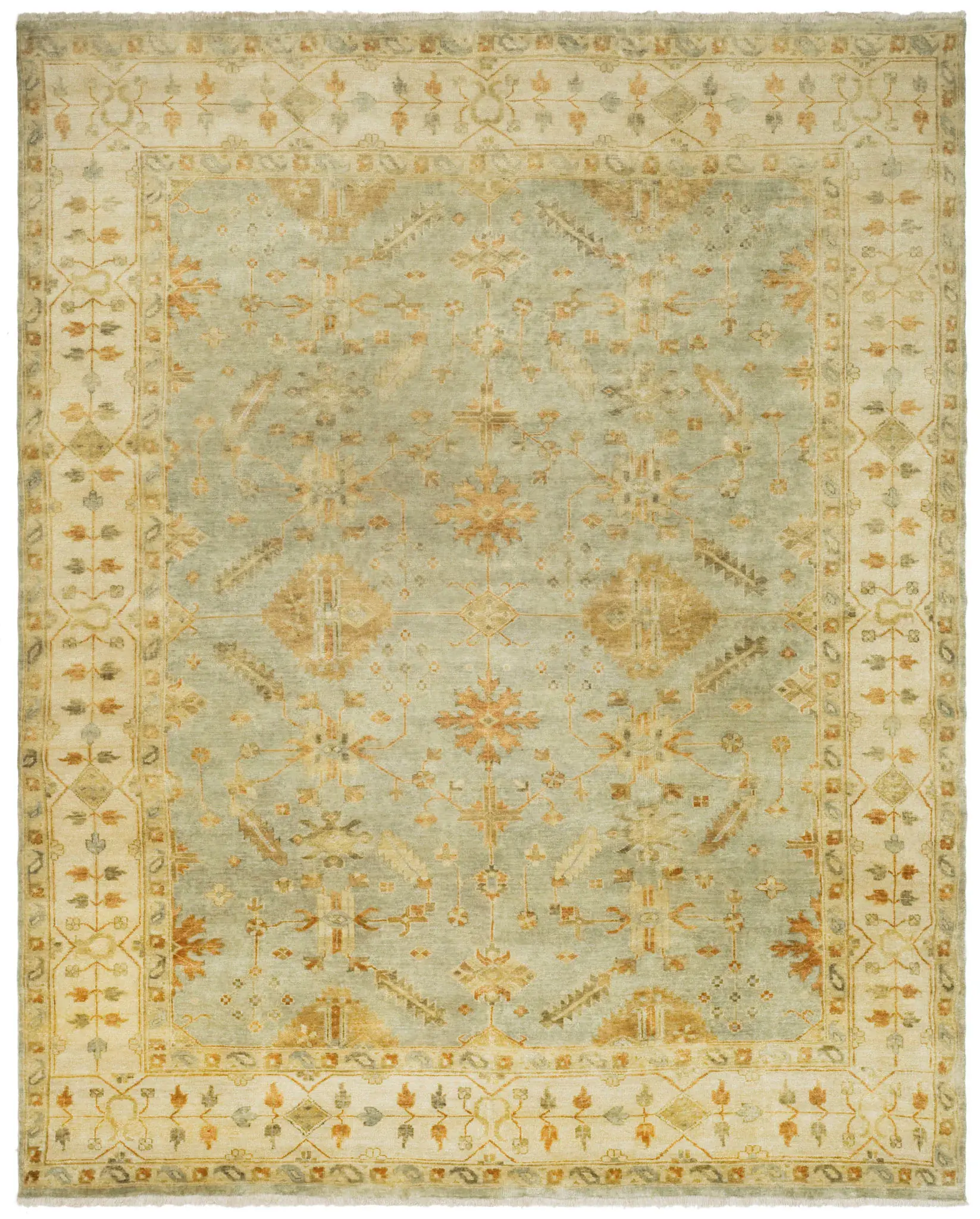 Oushak Scattered Blossom Hand-Knotted Wool Rug