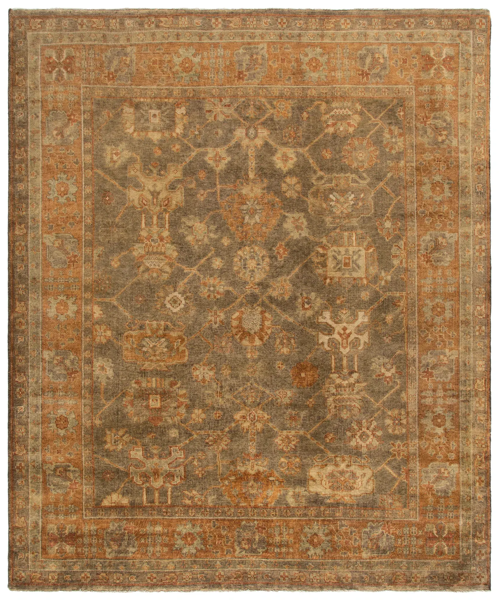 Oushak Trellis Hand-Knotted Wool Rug