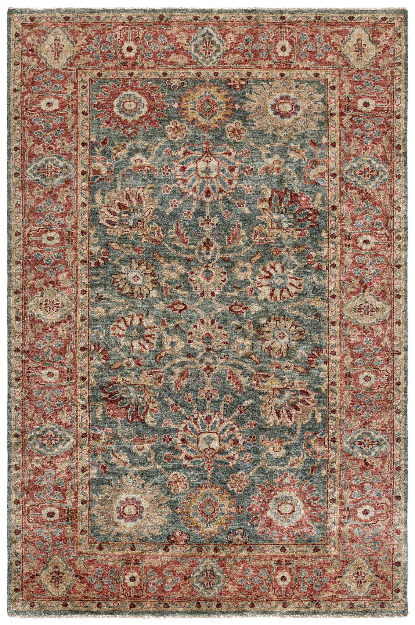 Oushak Traditional Allover Floral Hand-Knotted Wool Rug