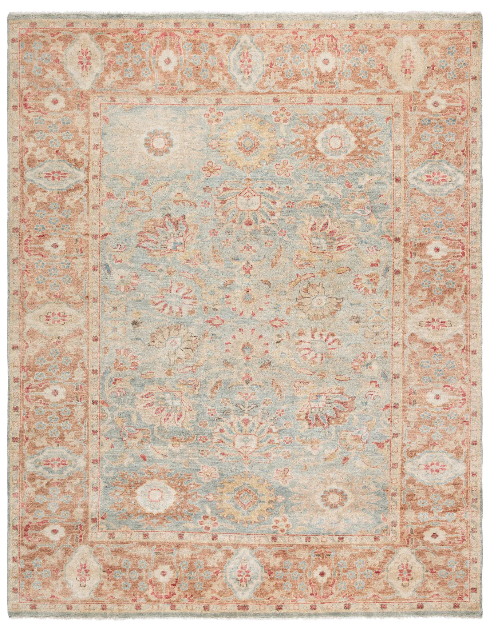Oushak Traditional Allover Floral Hand-Knotted Wool Rug