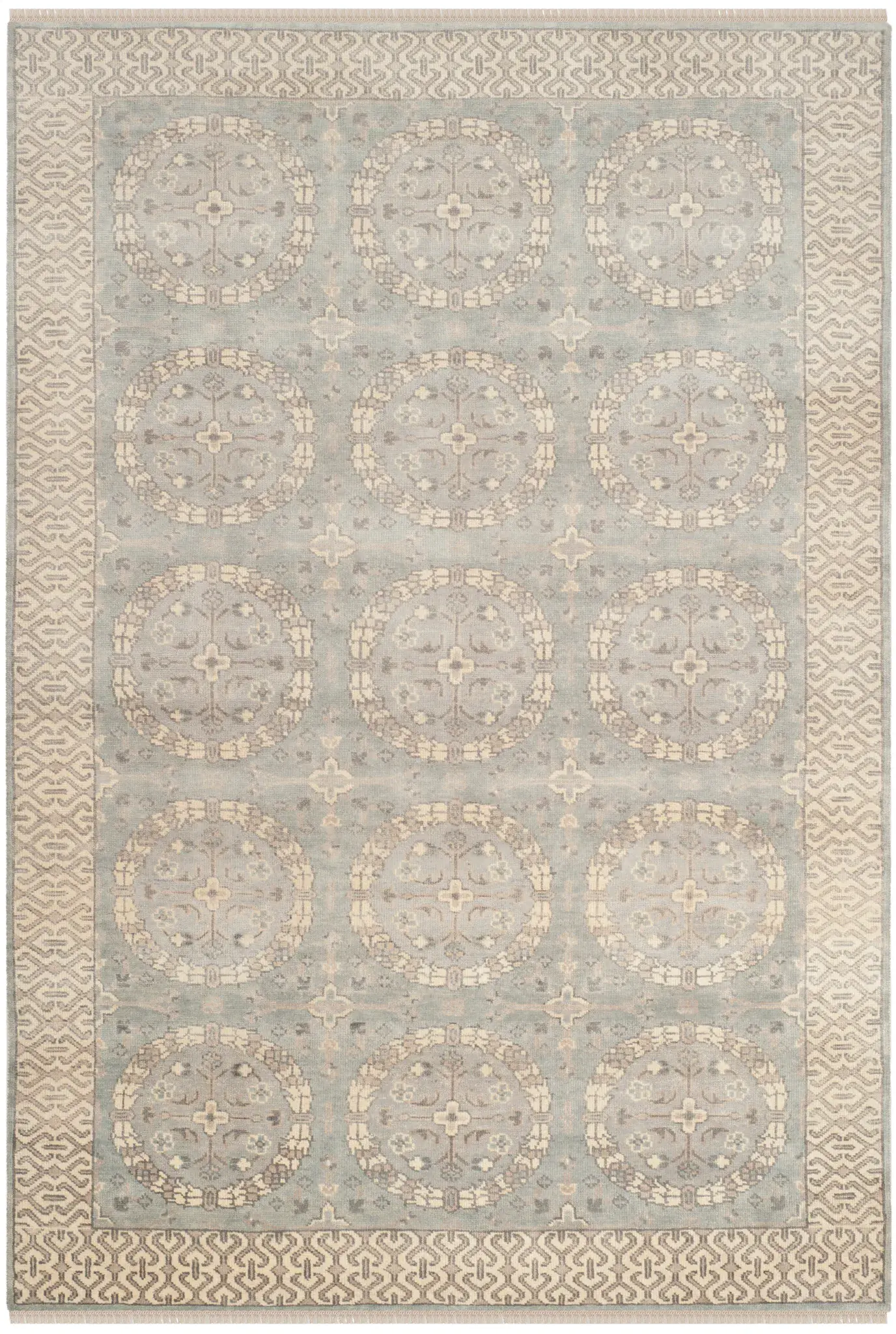 Oushak Circular Medallion Hand-Knotted Wool Rug