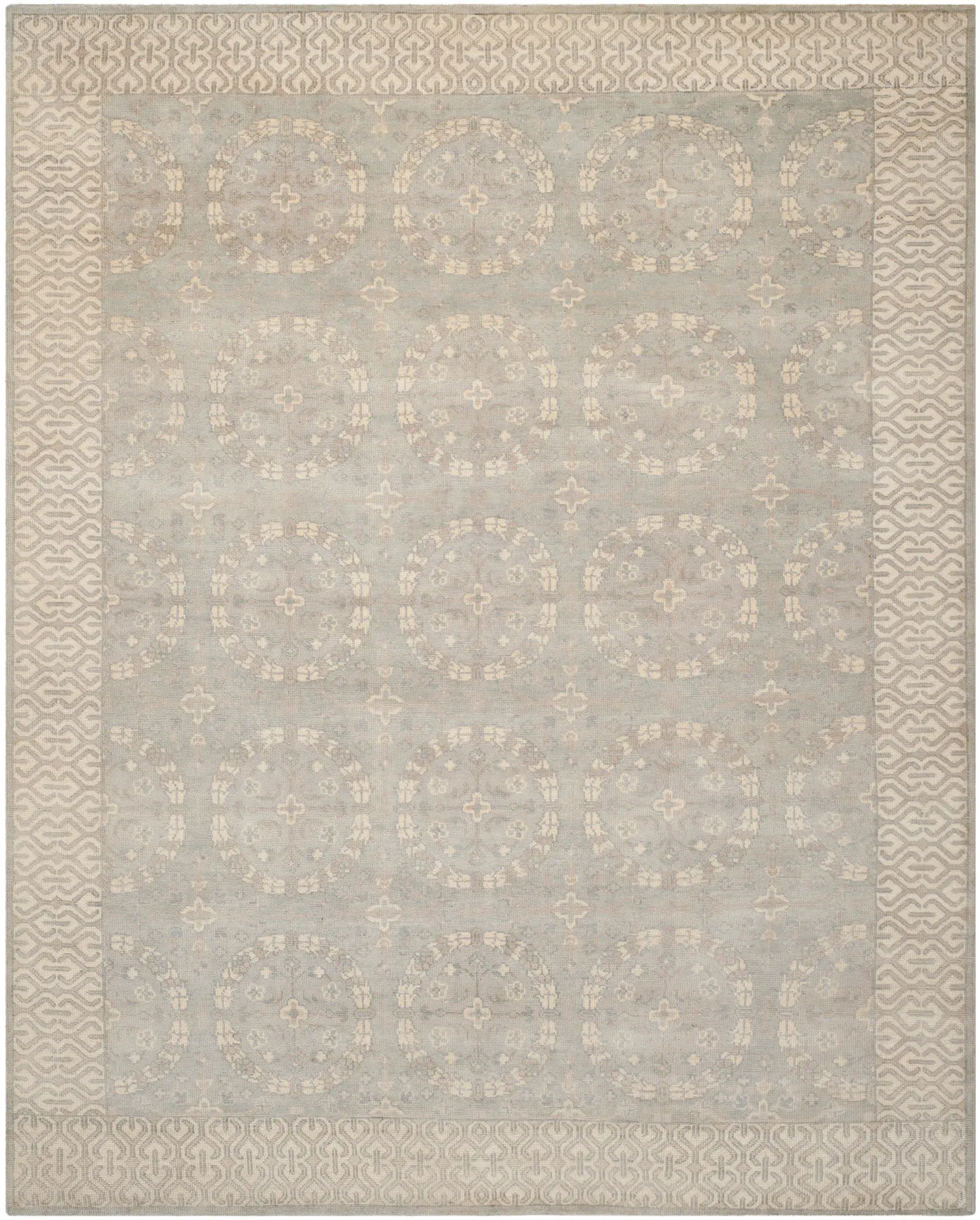 Oushak Circular Medallion Hand-Knotted Wool Rug
