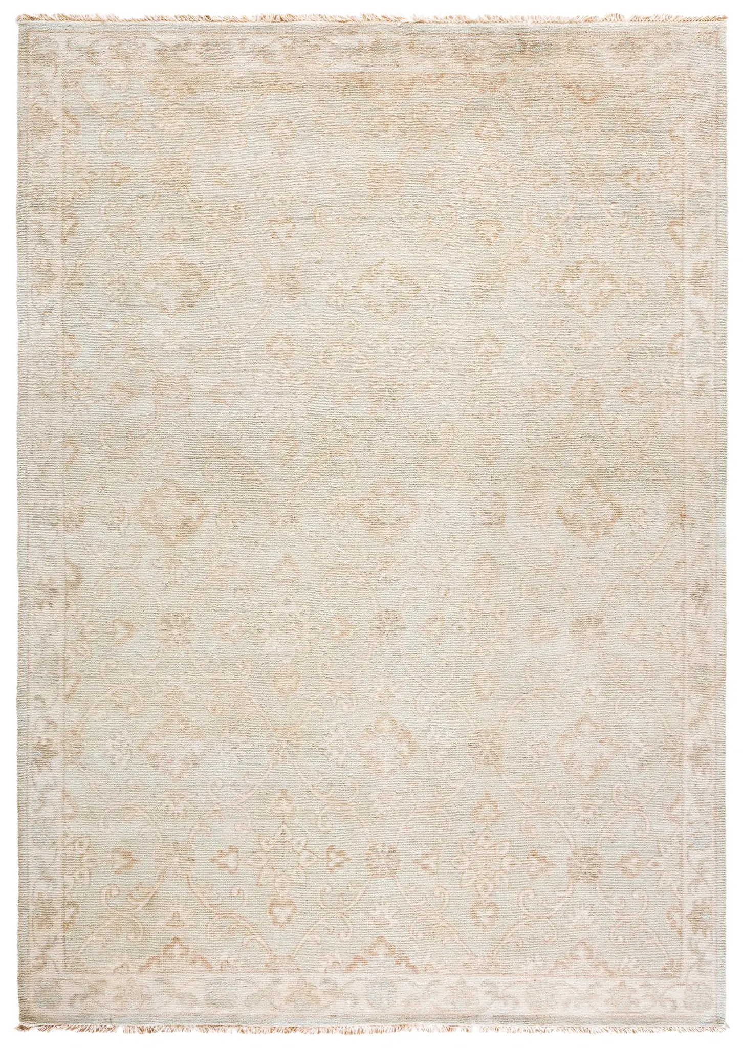 Oushak Ghosted Floral Hand-Knotted Wool Rug