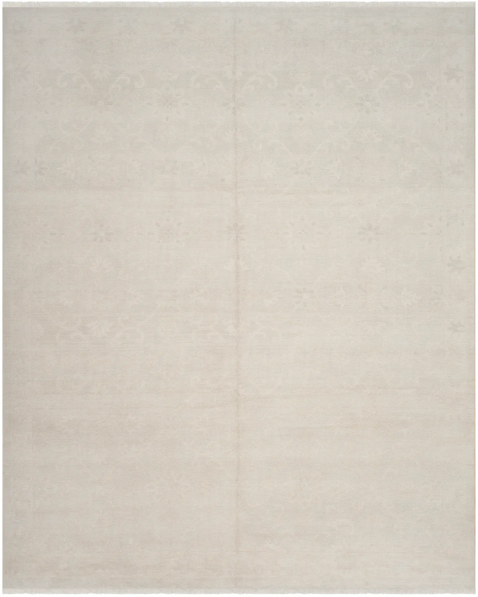 Oushak Ghosted Floral Hand-Knotted Wool Rug