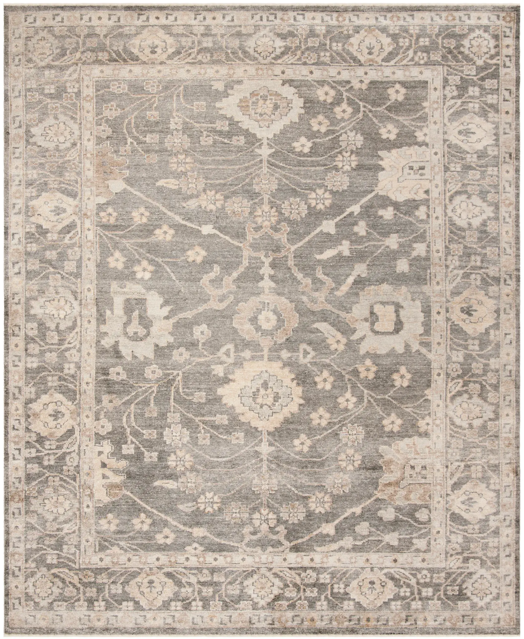 Oushak Faded Medallion Hand-Knotted Viscose Rug