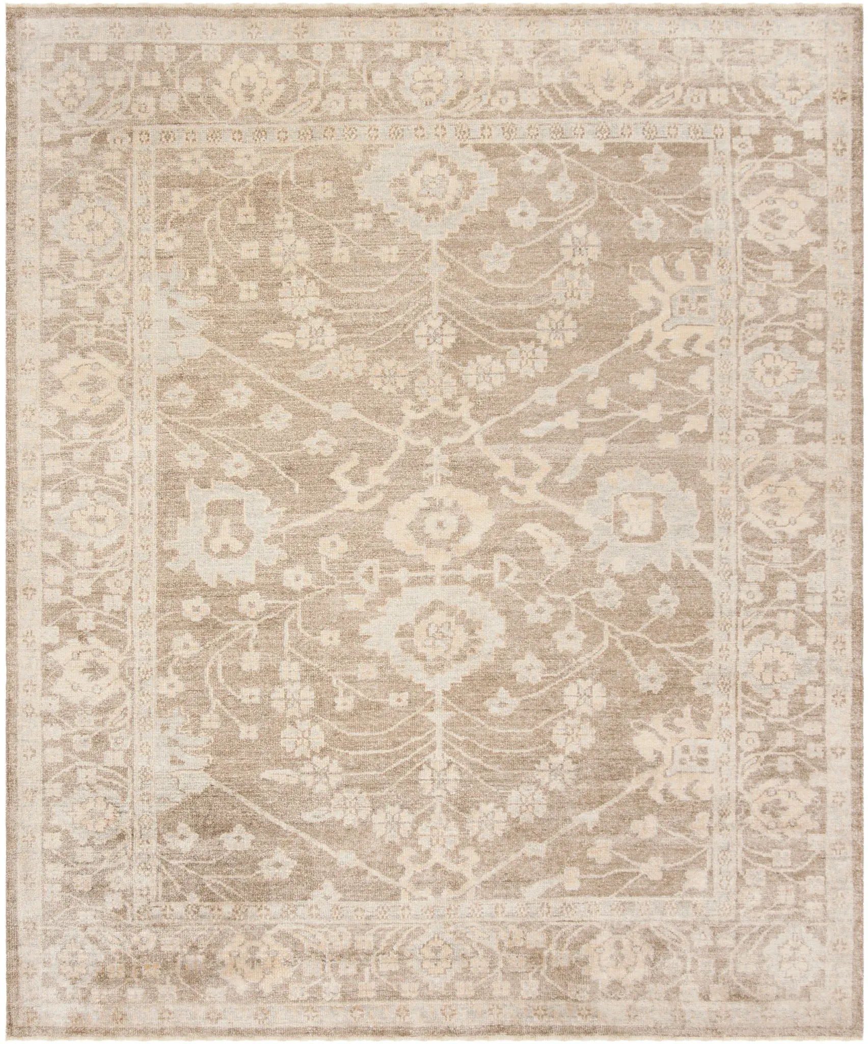 Oushak Faded Medallion Hand-Knotted Viscose Rug