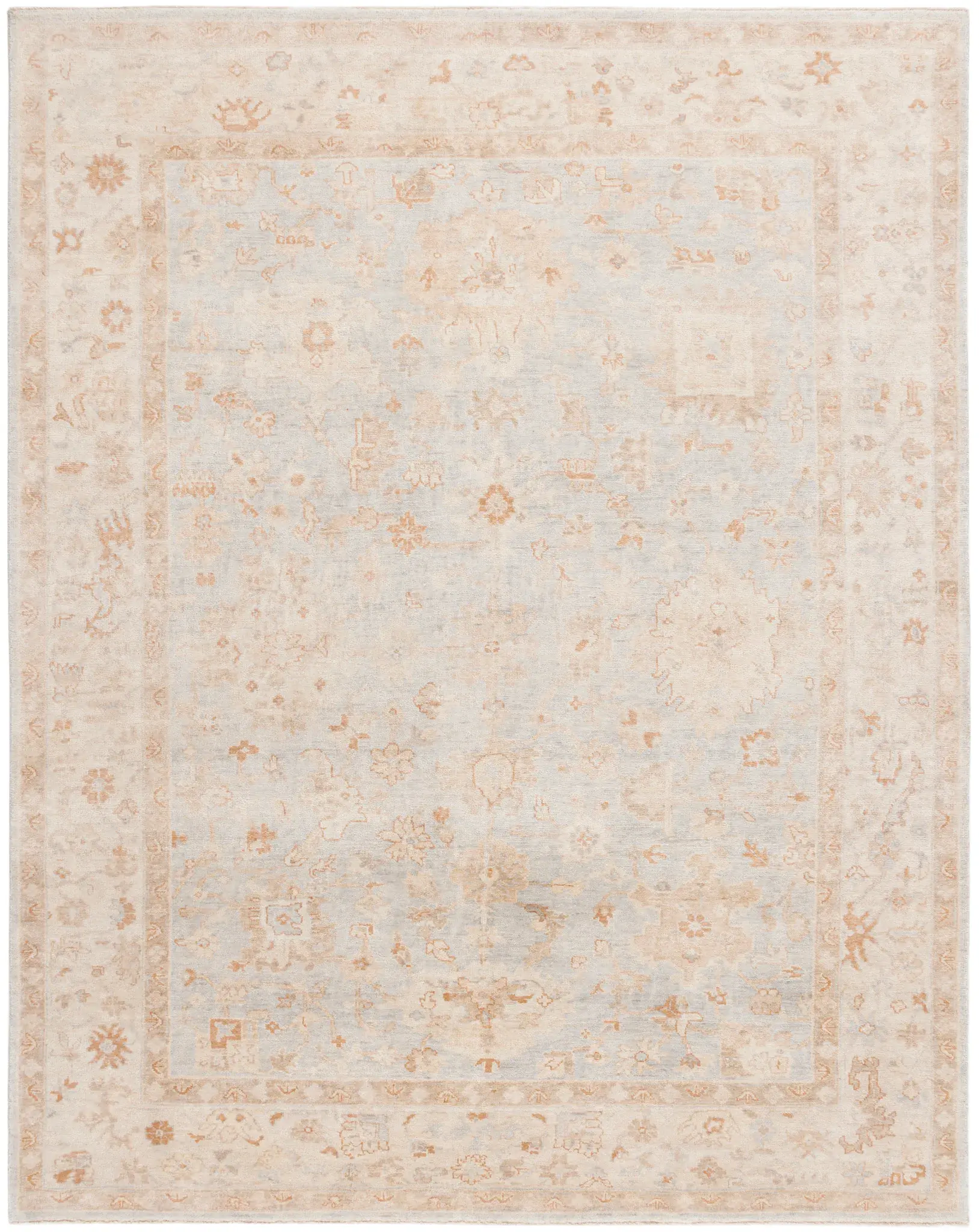 Oushak Allover Palmette Hand-Knotted Wool Rug