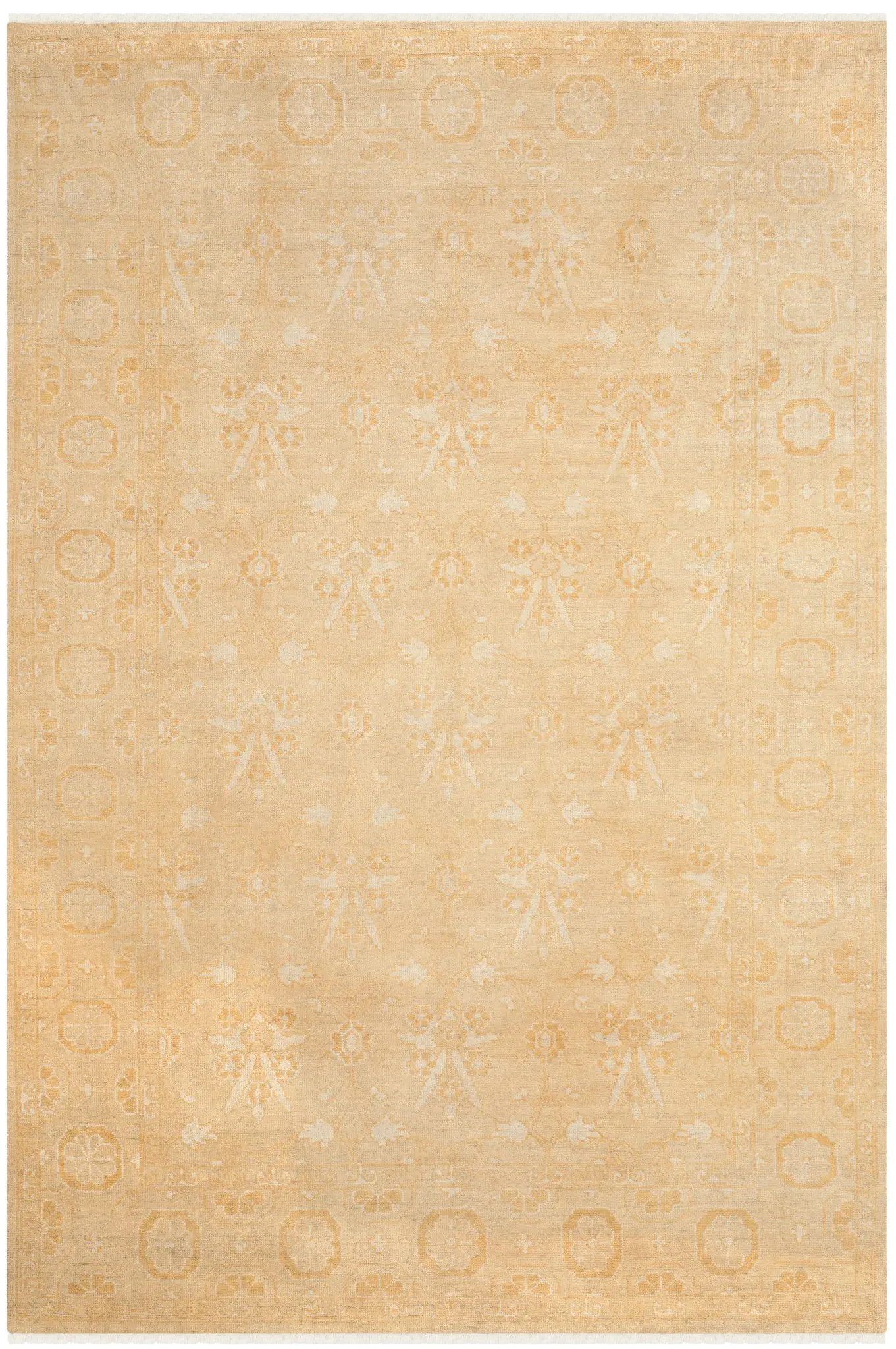 Oushak Palmette And Vine Hand-Knotted Wool Rug