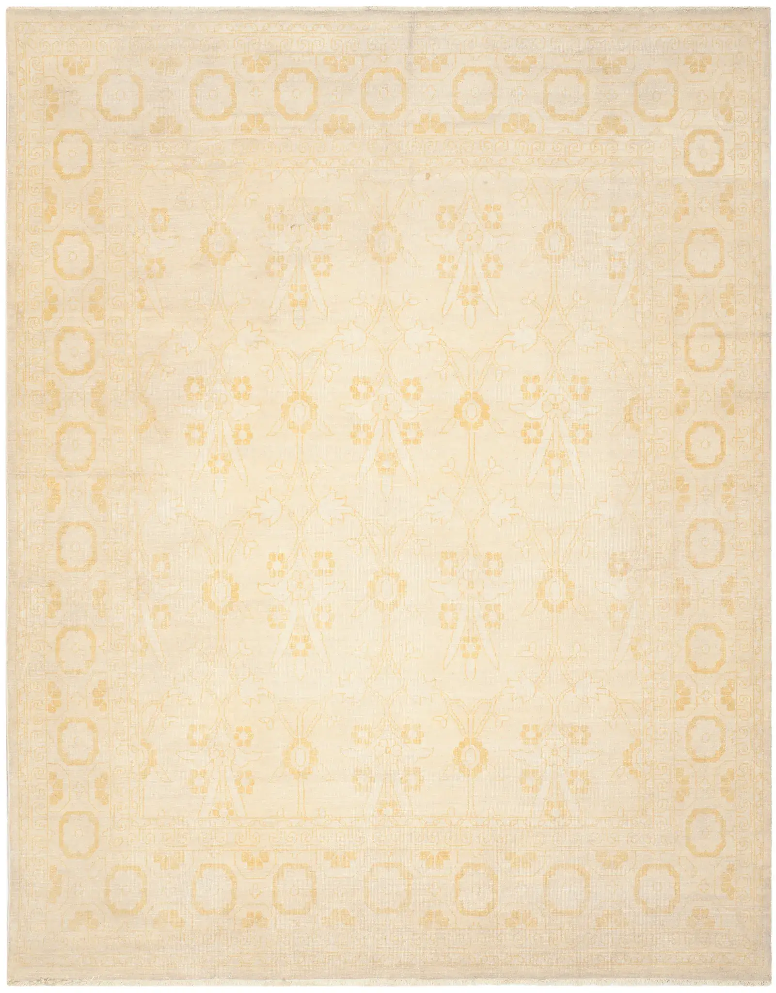 Oushak Palmette And Vine Hand-Knotted Wool Rug