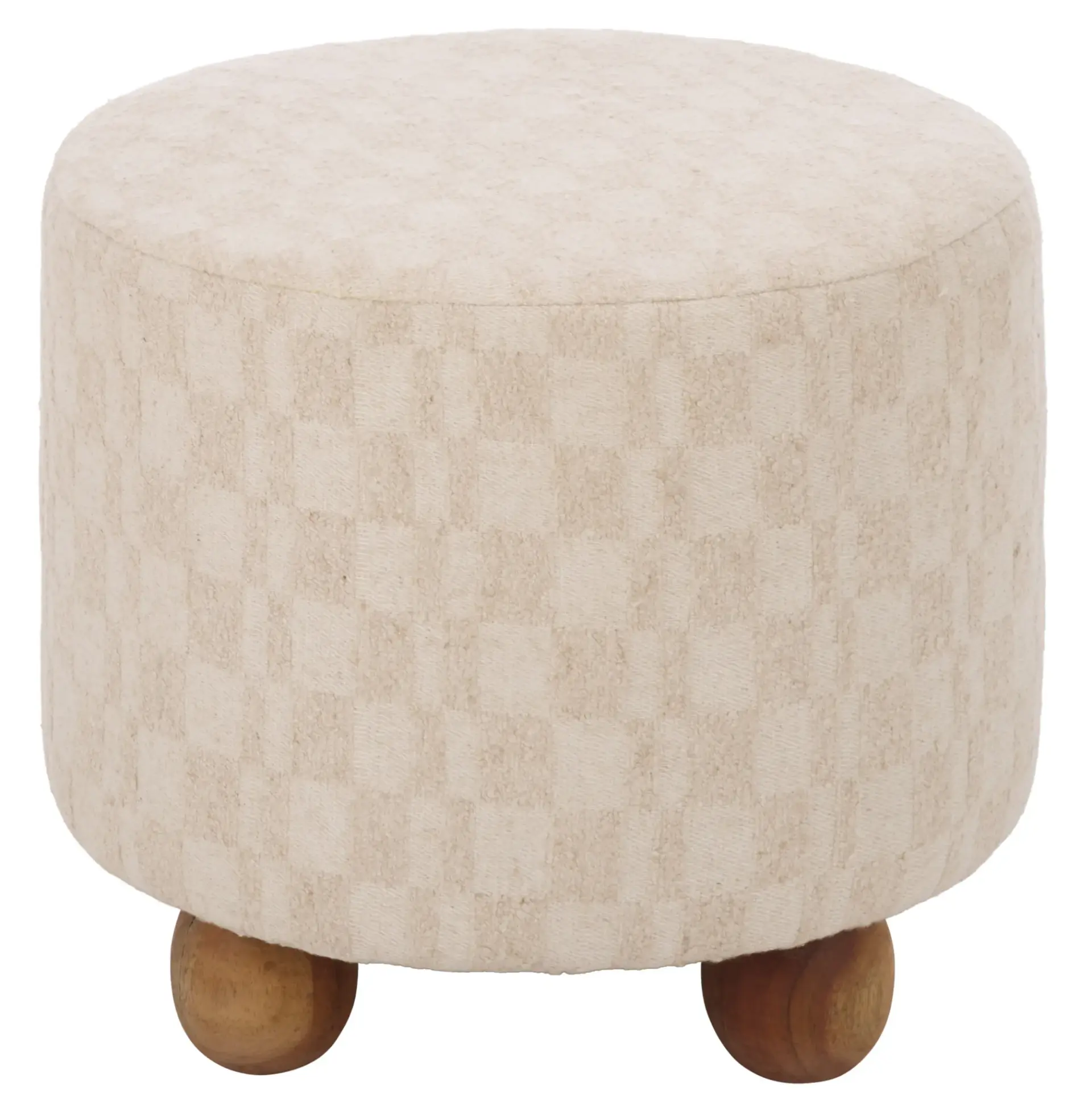 Bronislava Round Wood Pouf