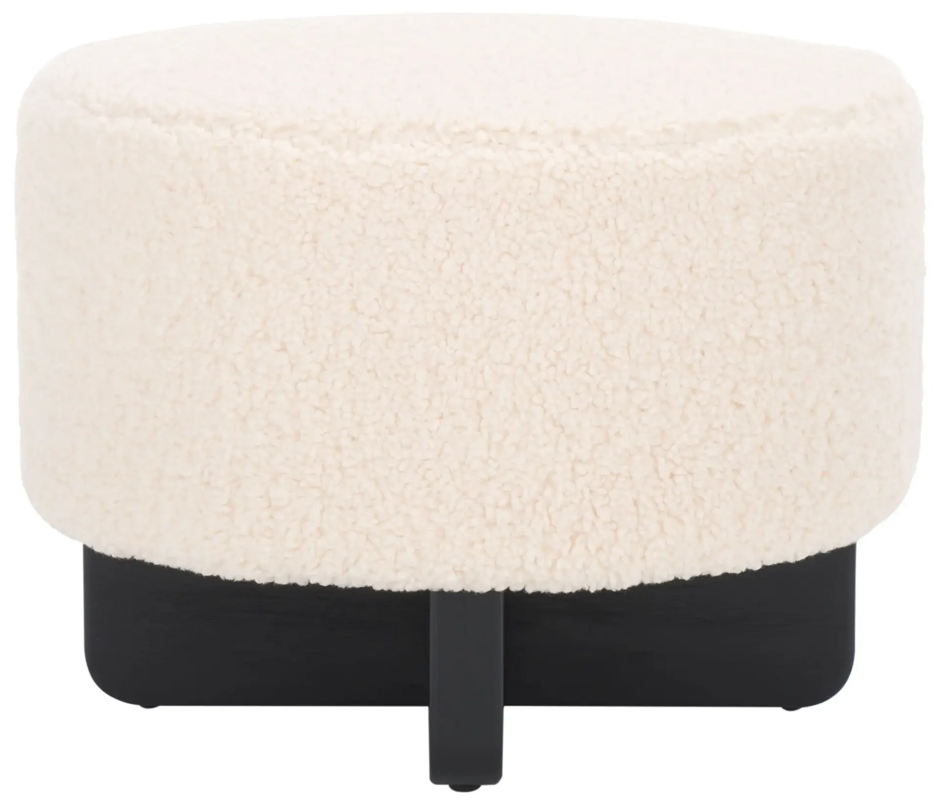 Riah Faux Shearling Round Ottoman