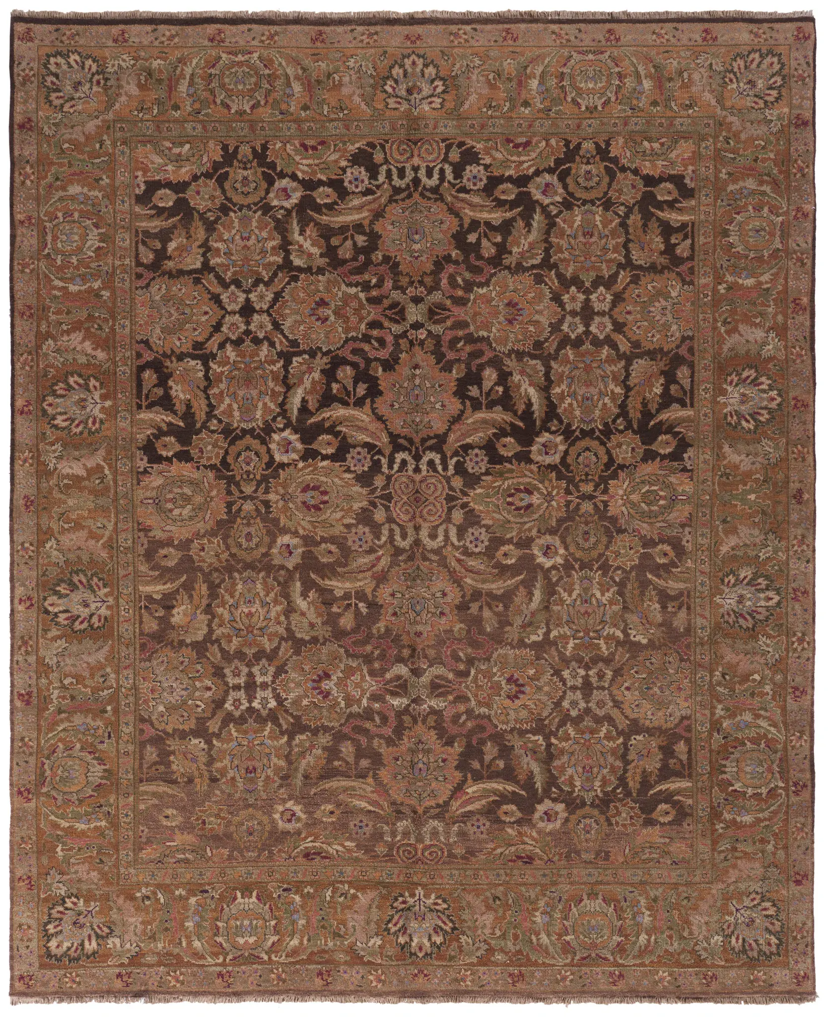 Old World Traditional Floral Bordered Wool Rug
