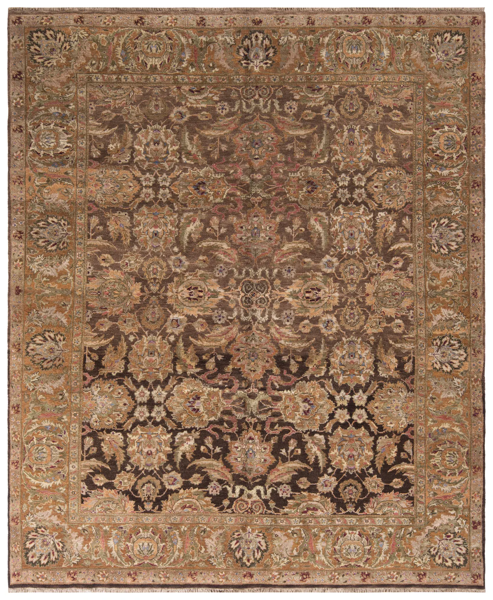 Old World Traditional Floral Bordered Wool Rug