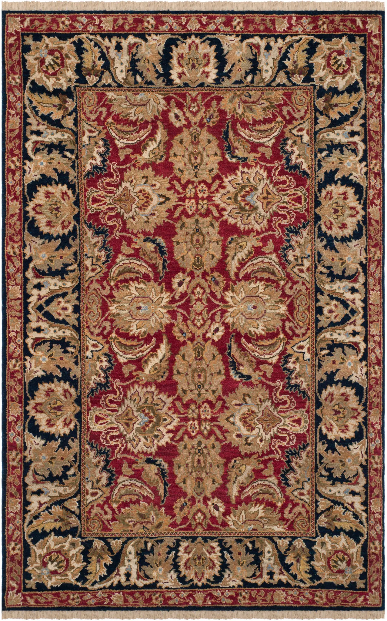 Old World Traditional Floral Bordered Wool Rug