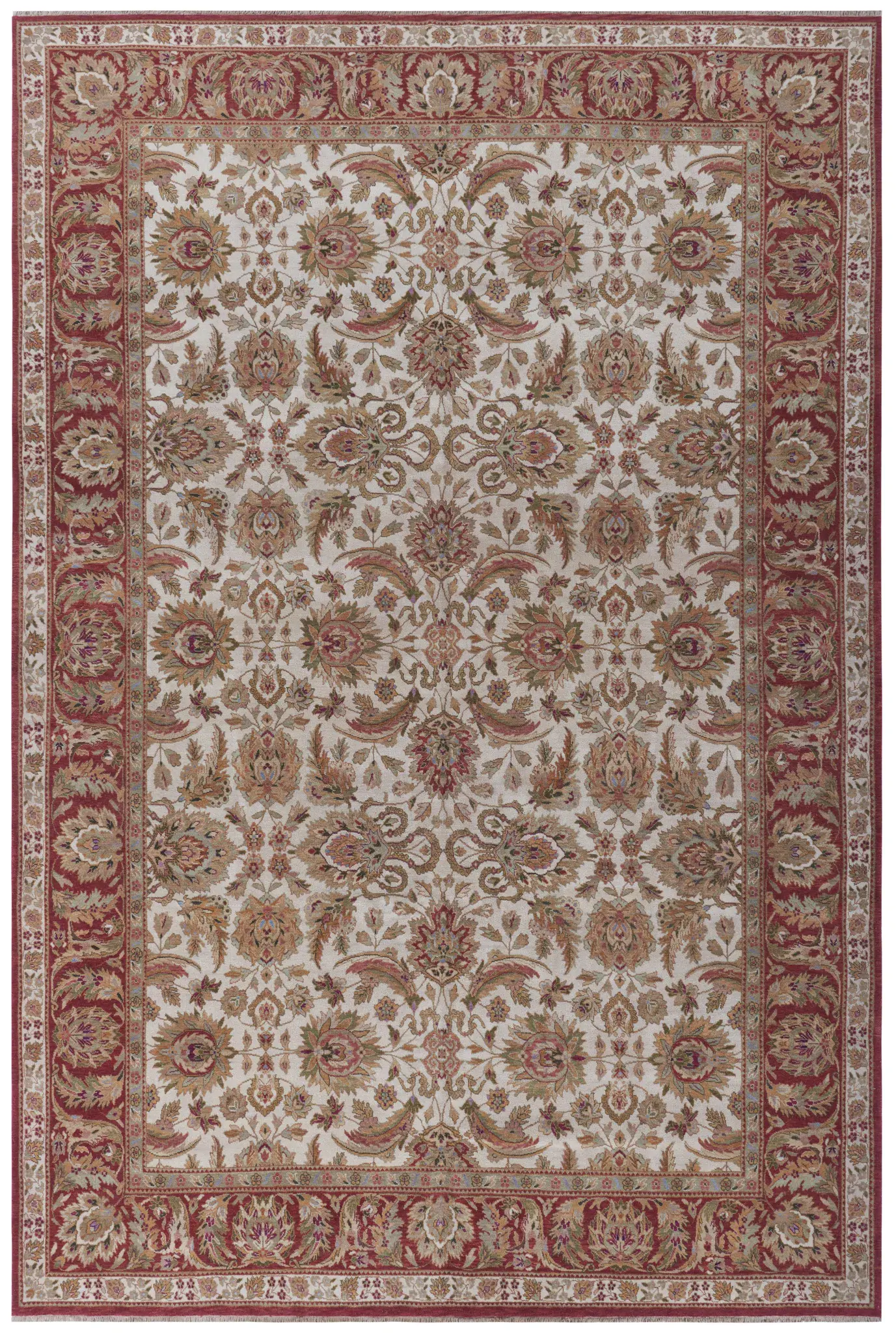 Old World Traditional Floral Bordered Wool Rug