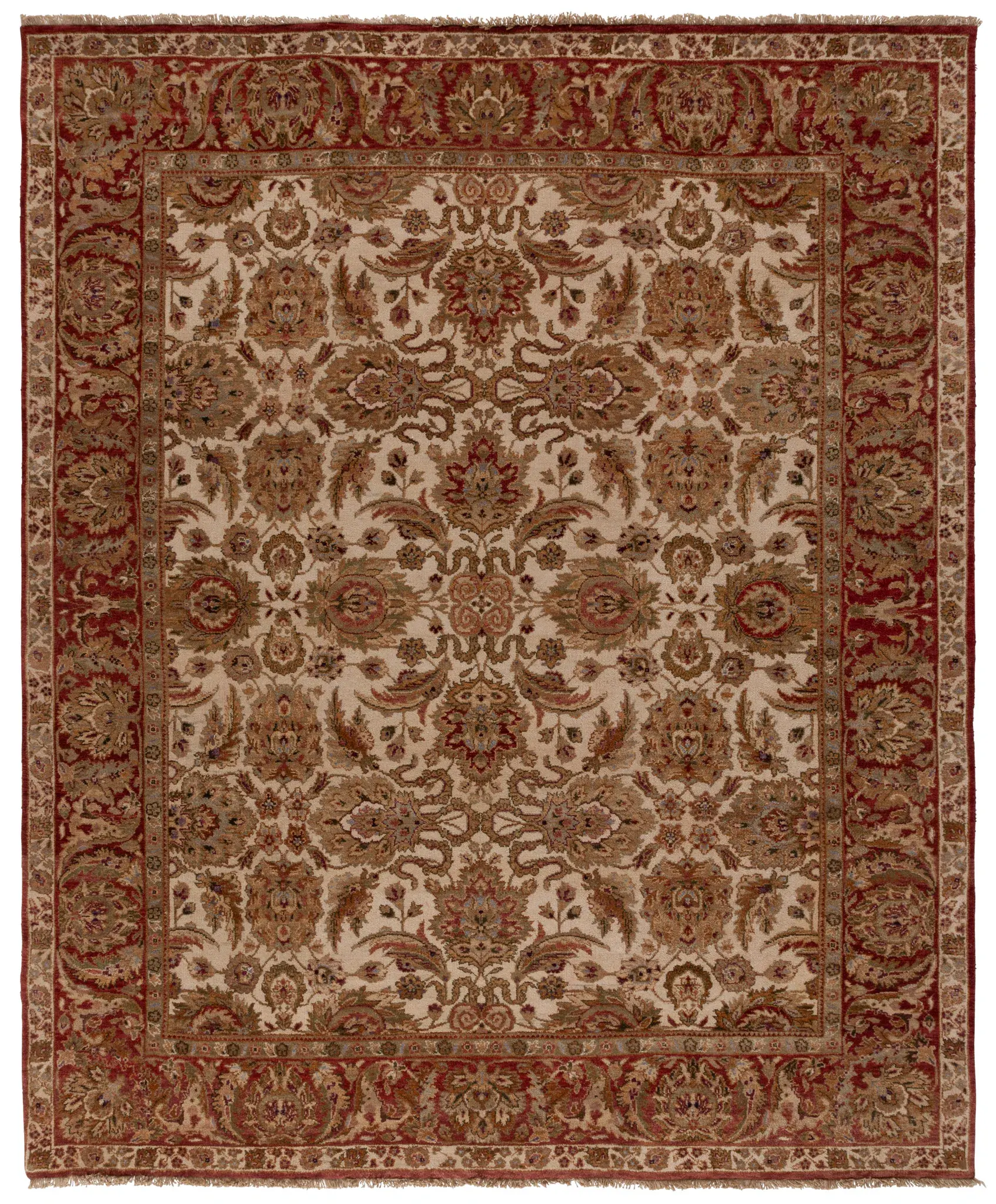 Old World Traditional Floral Bordered Wool Rug