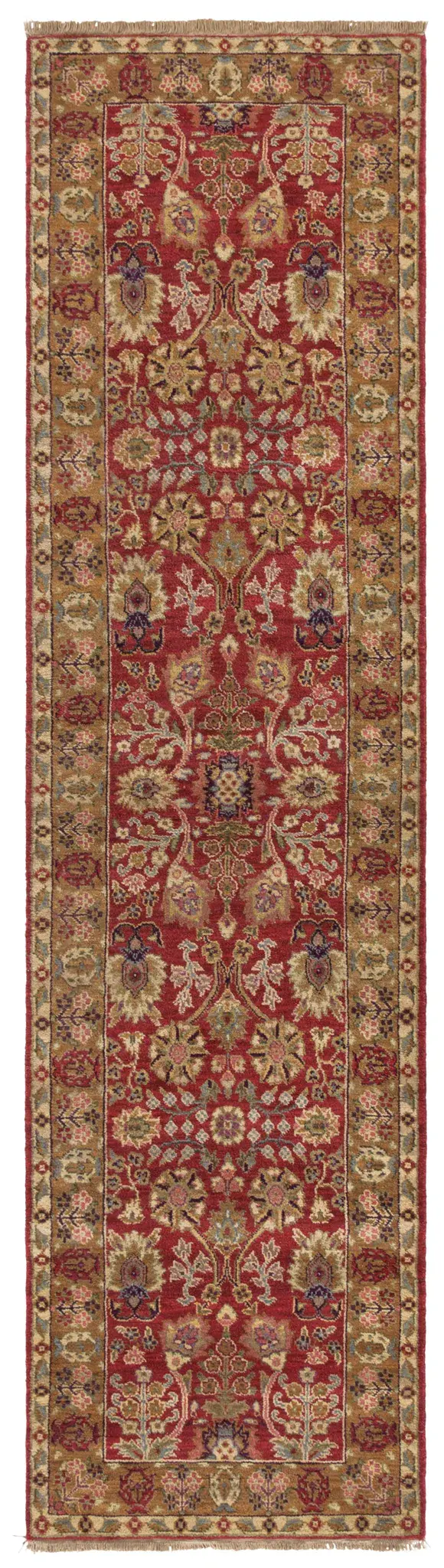 Old World Floral Vine Bordered Wool Rug