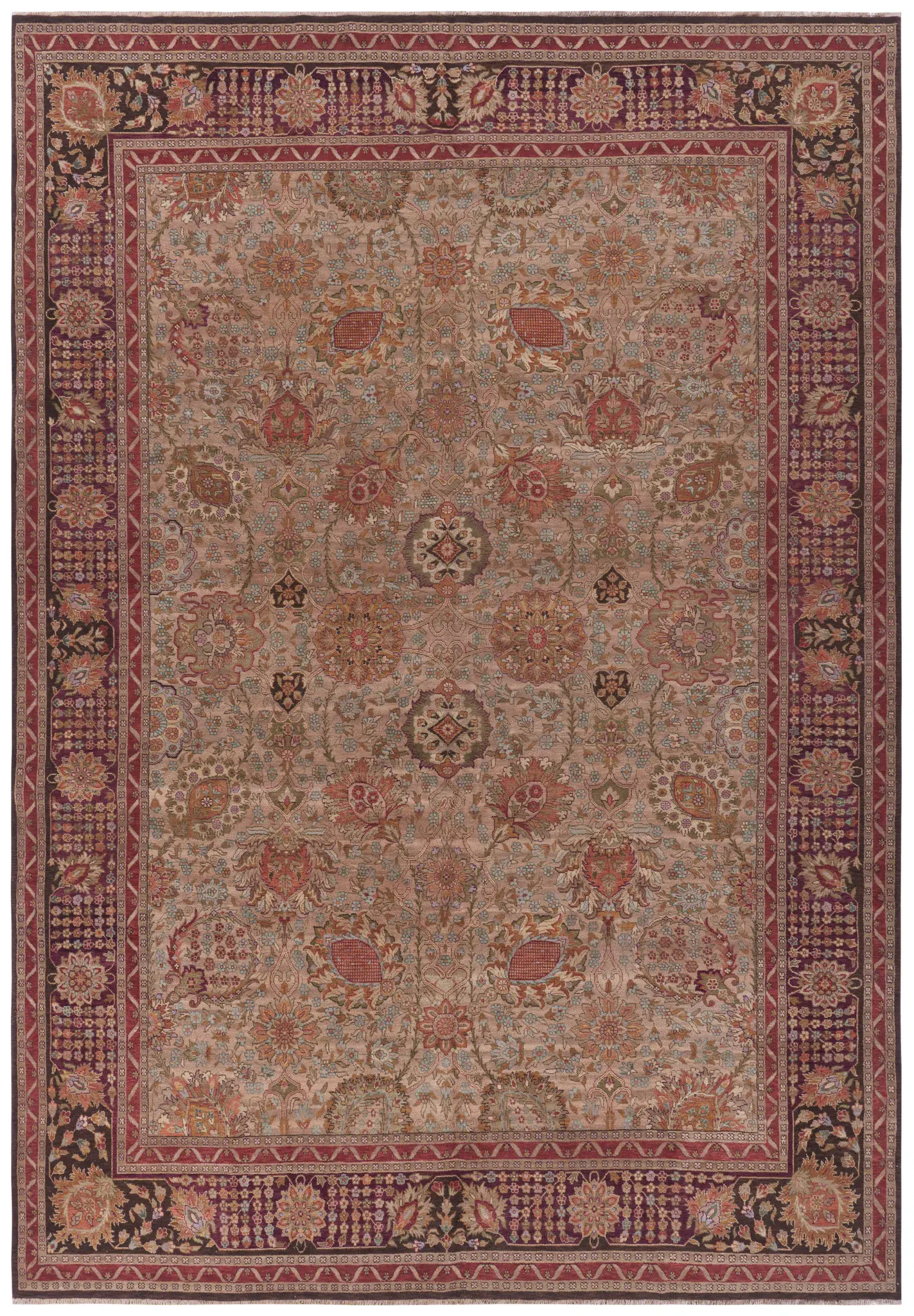 Old World Floral Round Wool Rug