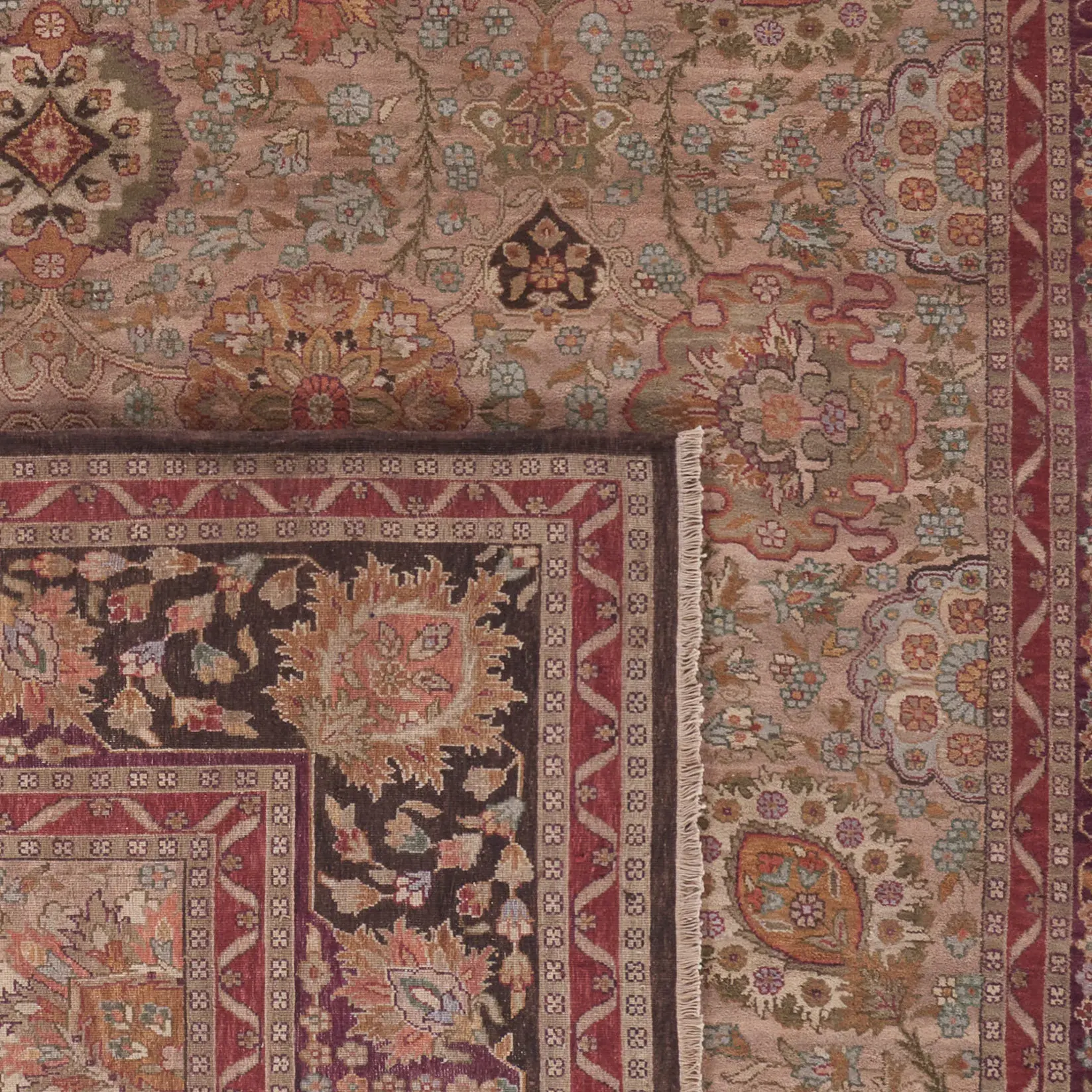 Old World Floral Round Wool Rug