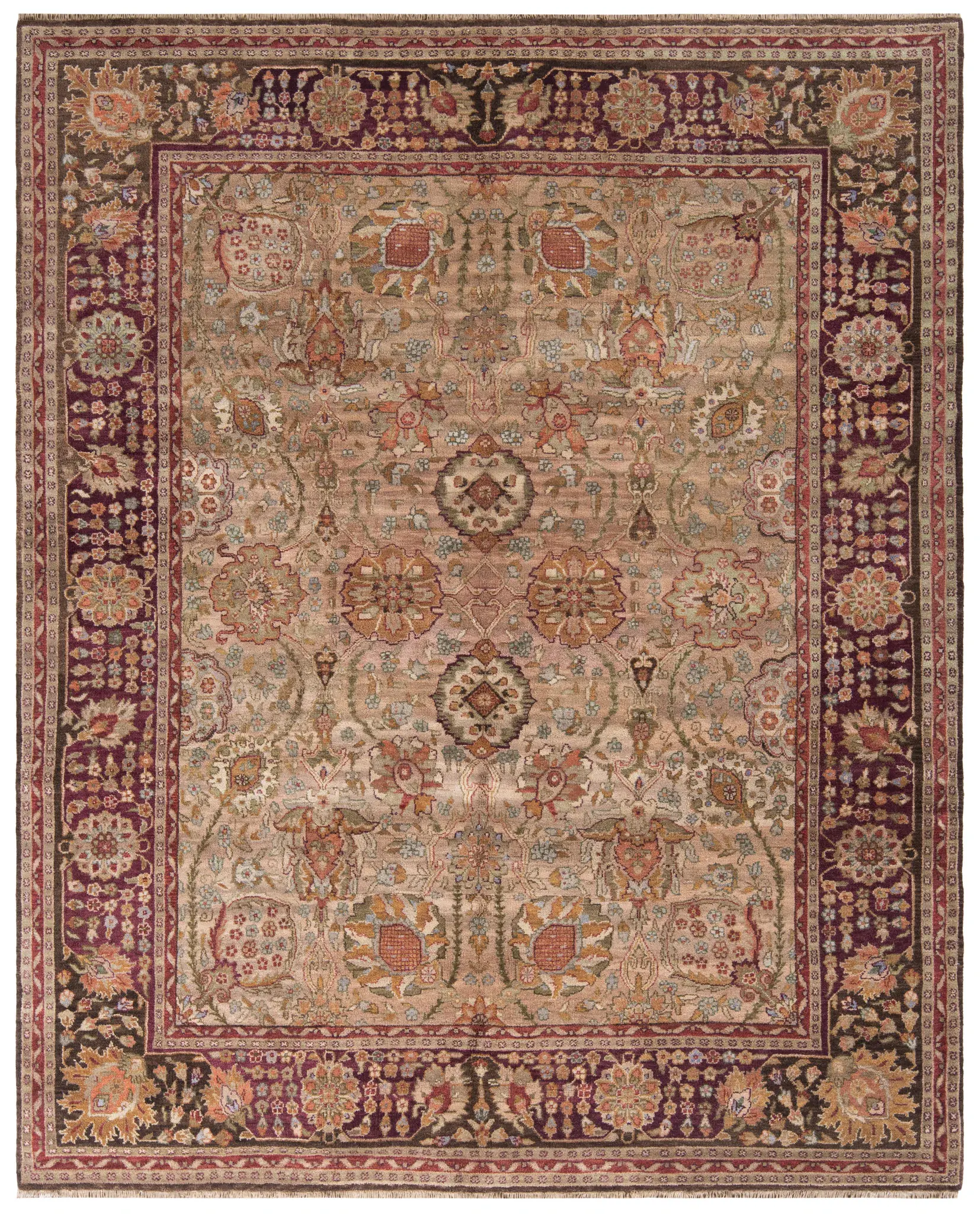 Old World Floral Round Wool Rug