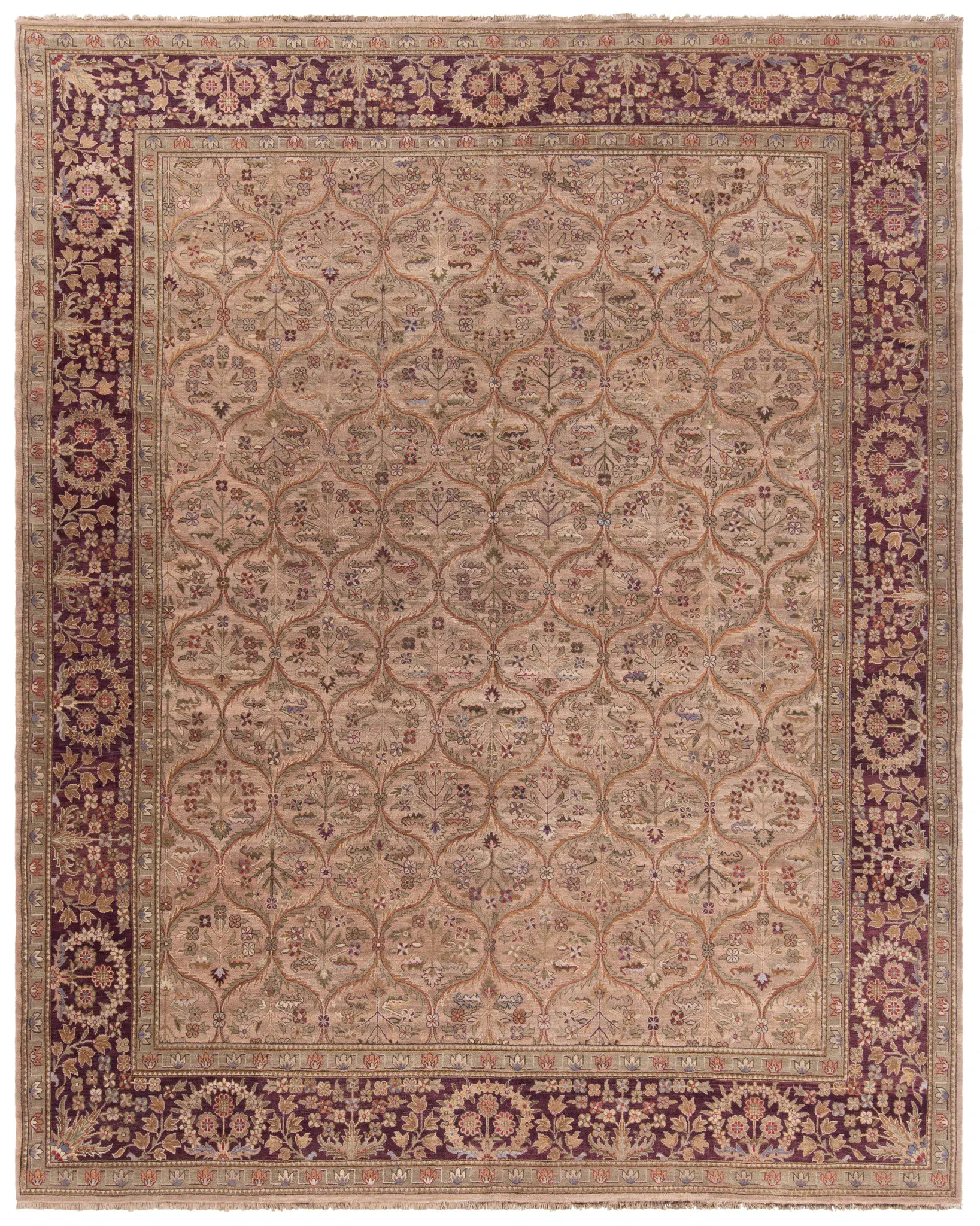 Old World Floral Lattice Wool Rug