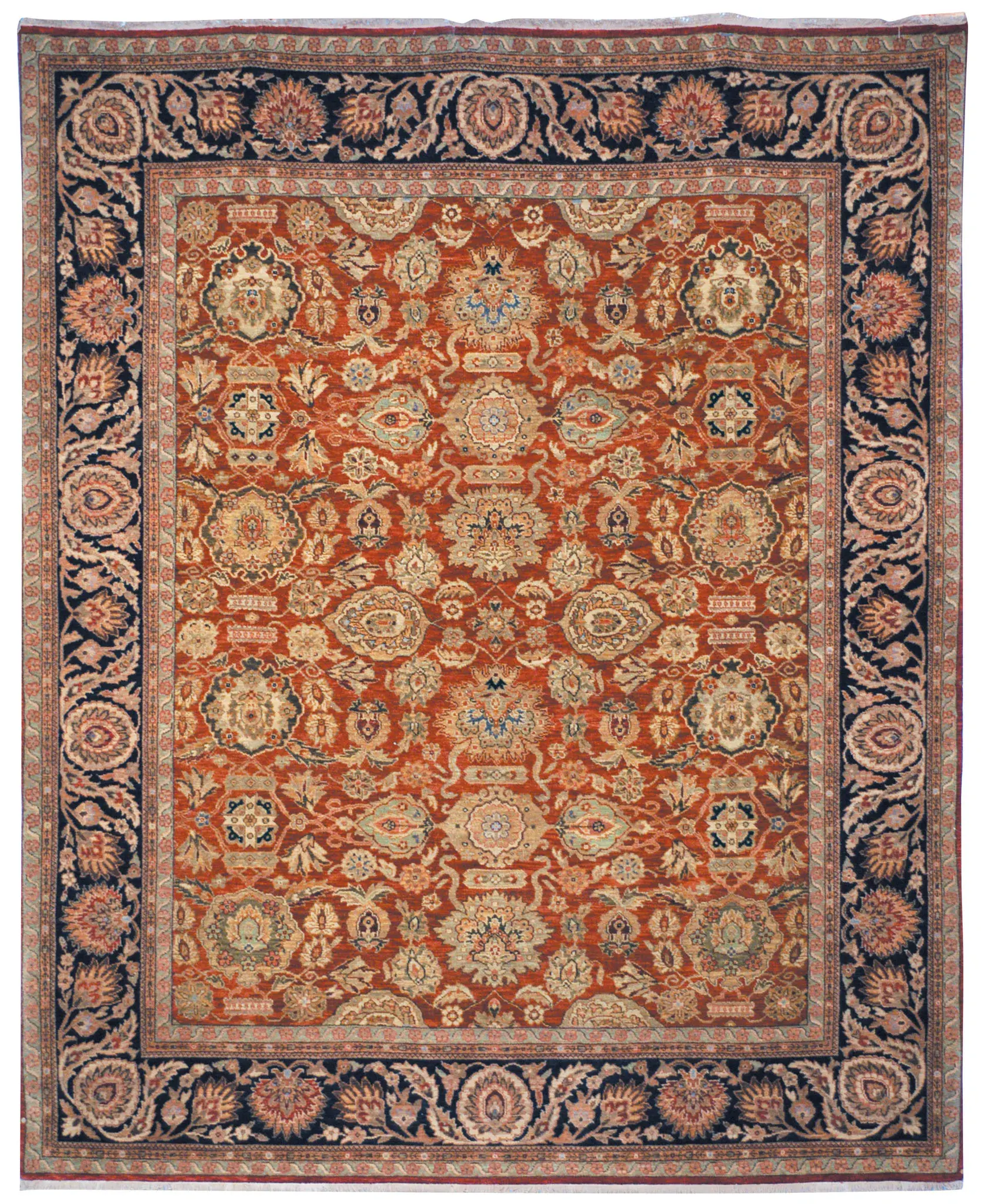 Old World Floral Border Wool Rug